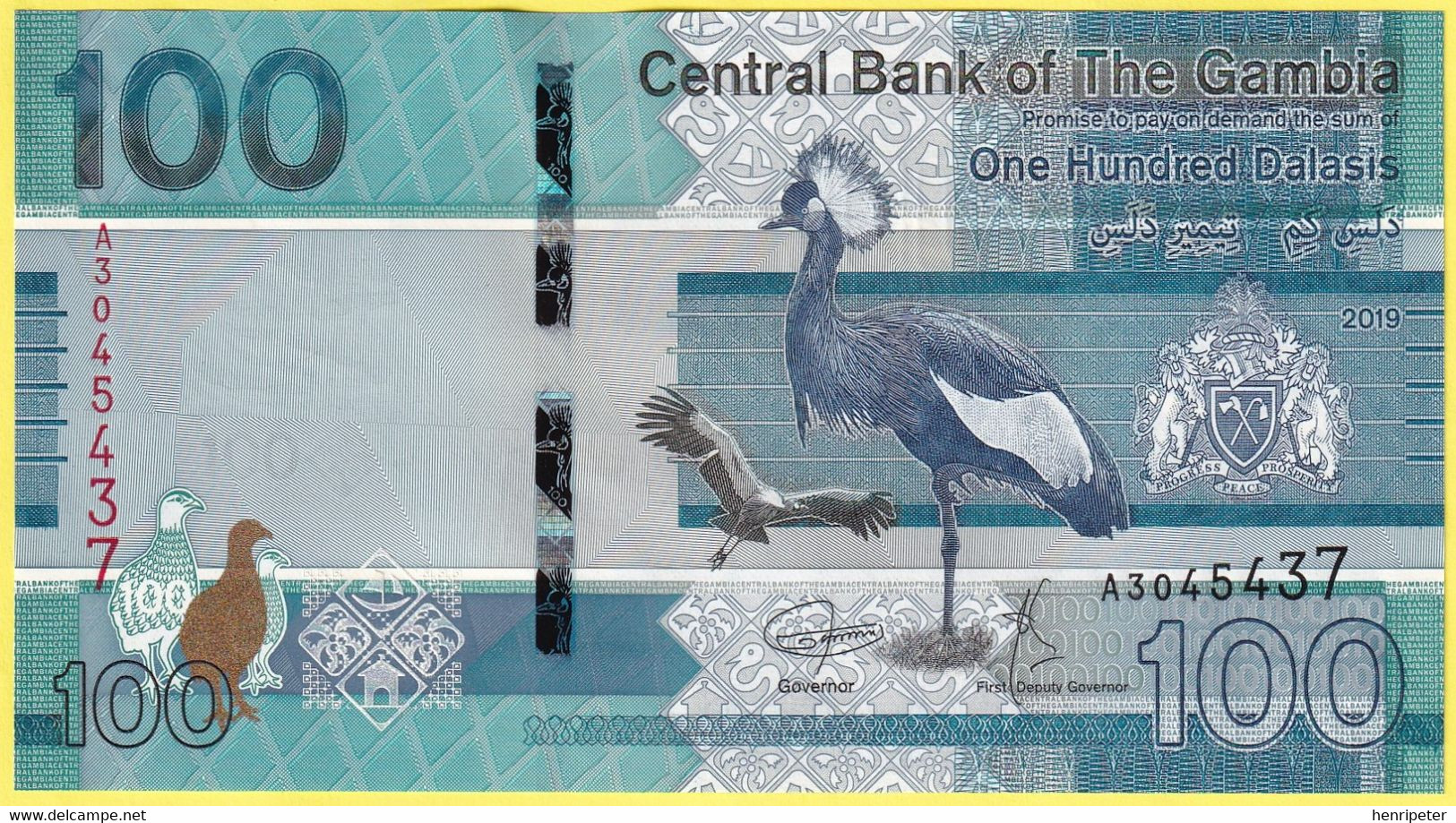 Billet De Banque Neuf - 100 Dalasis - Oiseaux - Central Bank Of The Gambia - N° A3045437 - République De Gambie 2019 - Gambia