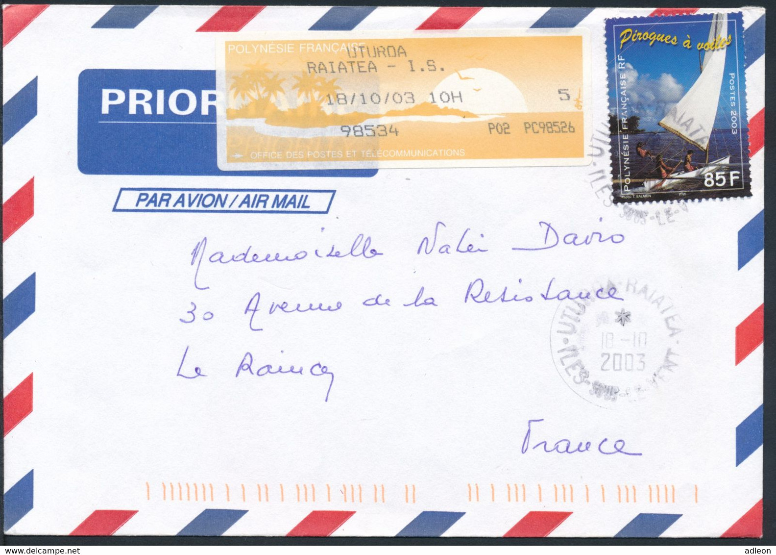 Polynésie 2003 - YT 690 Sur Lettre - Cartas & Documentos