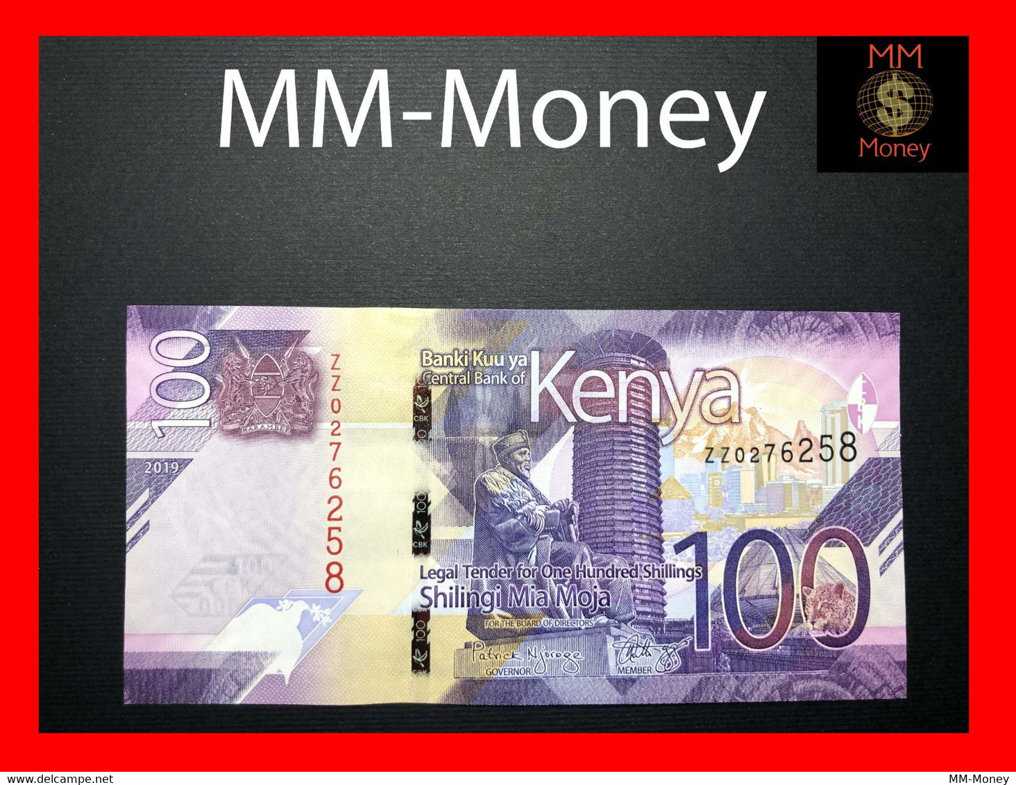 KENYA   100  Shillings  2019  P. 53  (new)  "ZZ Replacement"  UNC - Kenya