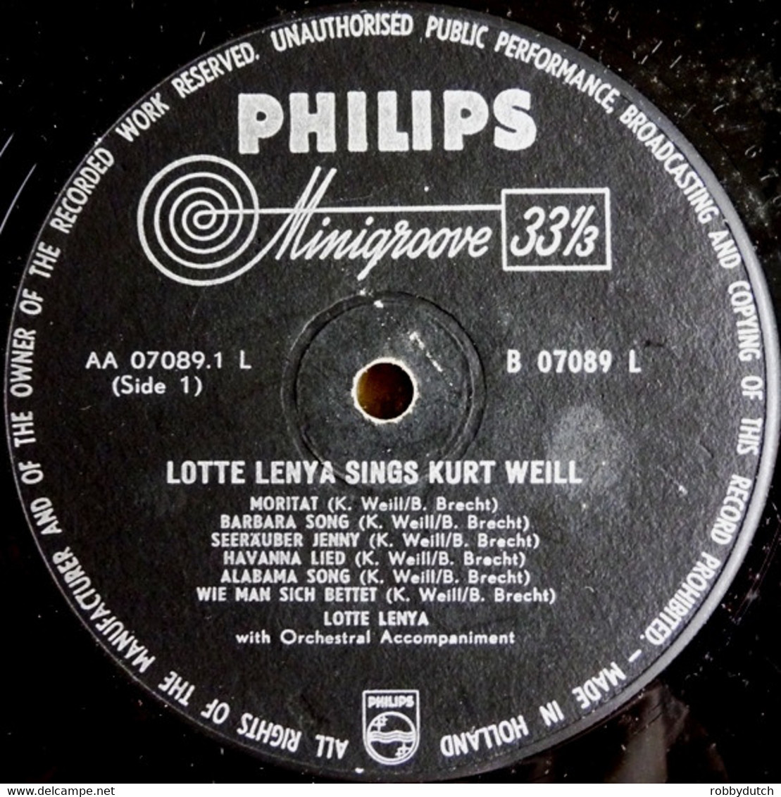 * LP *  LOTTE LENYA SINGS KURT WEILL (Holland 1955) - Other - German Music