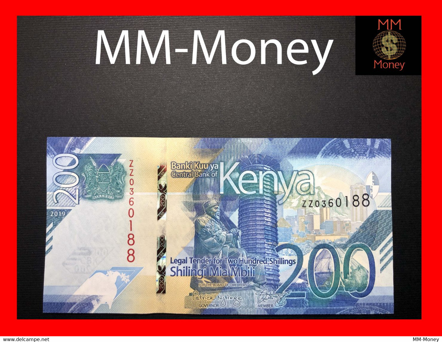 KENYA   200  Shillings  2019  P. 54  (new)  "ZZ Replacement"  UNC - Kenia