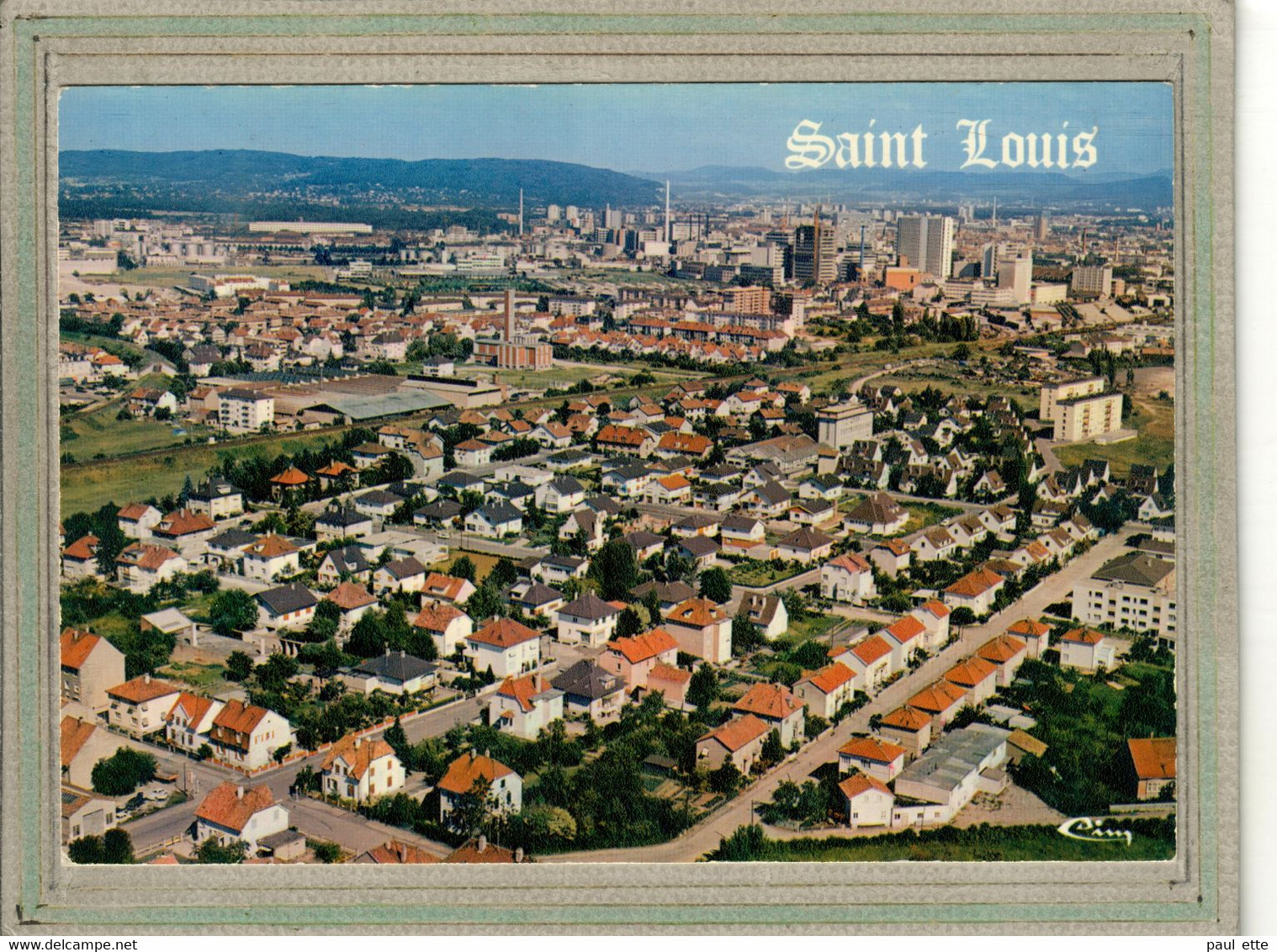 CPSM - (68) SAINT-LOUIS  - Aspect Du Bourg En Vue Aérienne Du Quartier Rue De La Liberté Et De La Couronne - 1970 / 80 - Saint Louis