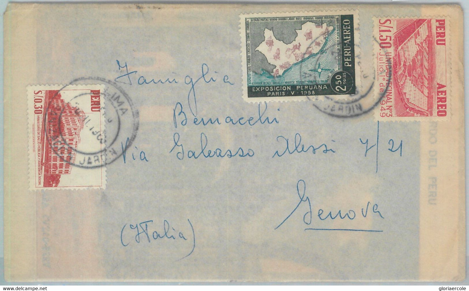 81713  -  PERU - POSTAL HISTORY -   AIRMAIL  COVER To ITALY  1960 - Peru