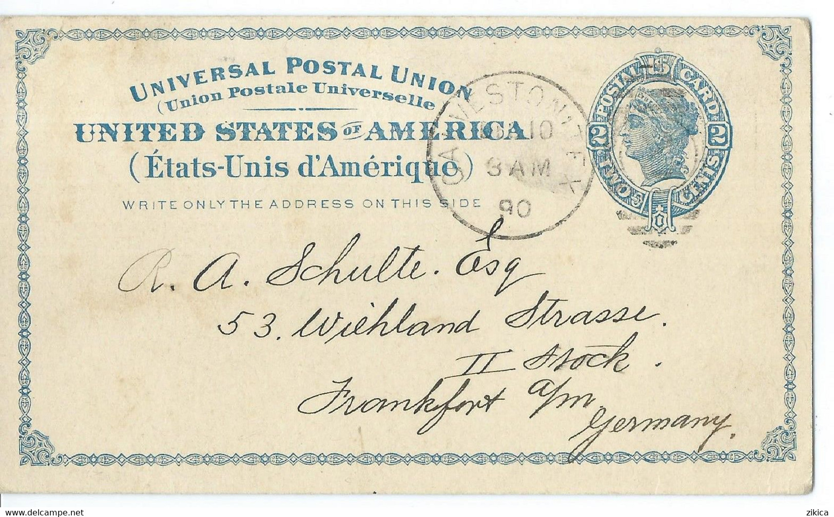 America > United States > Postal Stationery > Stamped Postal Card 1880 Via Germany - ...-1900