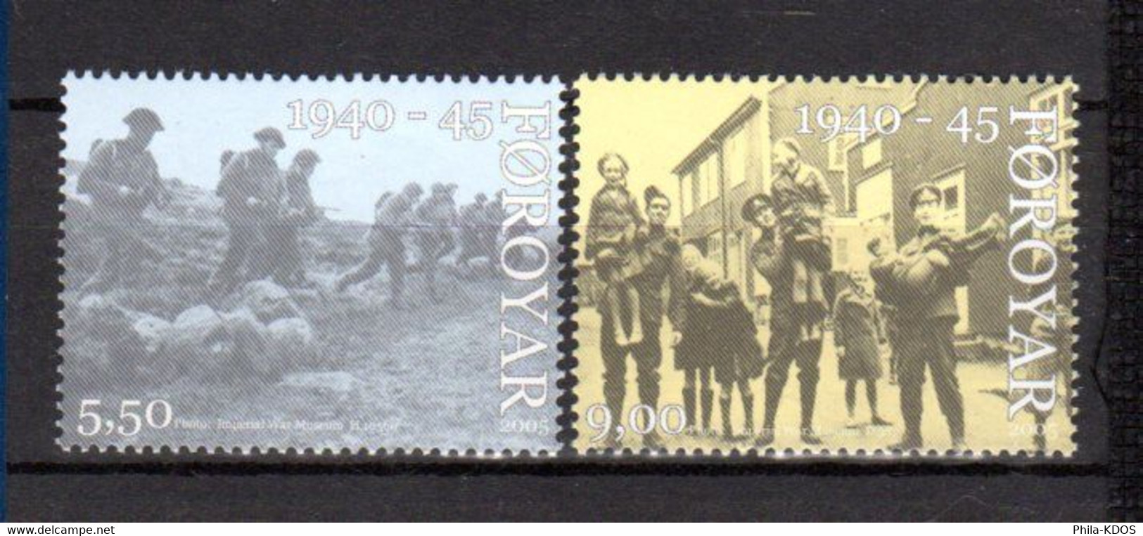 &#9989; (Faciale 1.95 €) " WW II " Sur 2 Timbres Neufs ** MNH De FEROE De 2005. - WW2