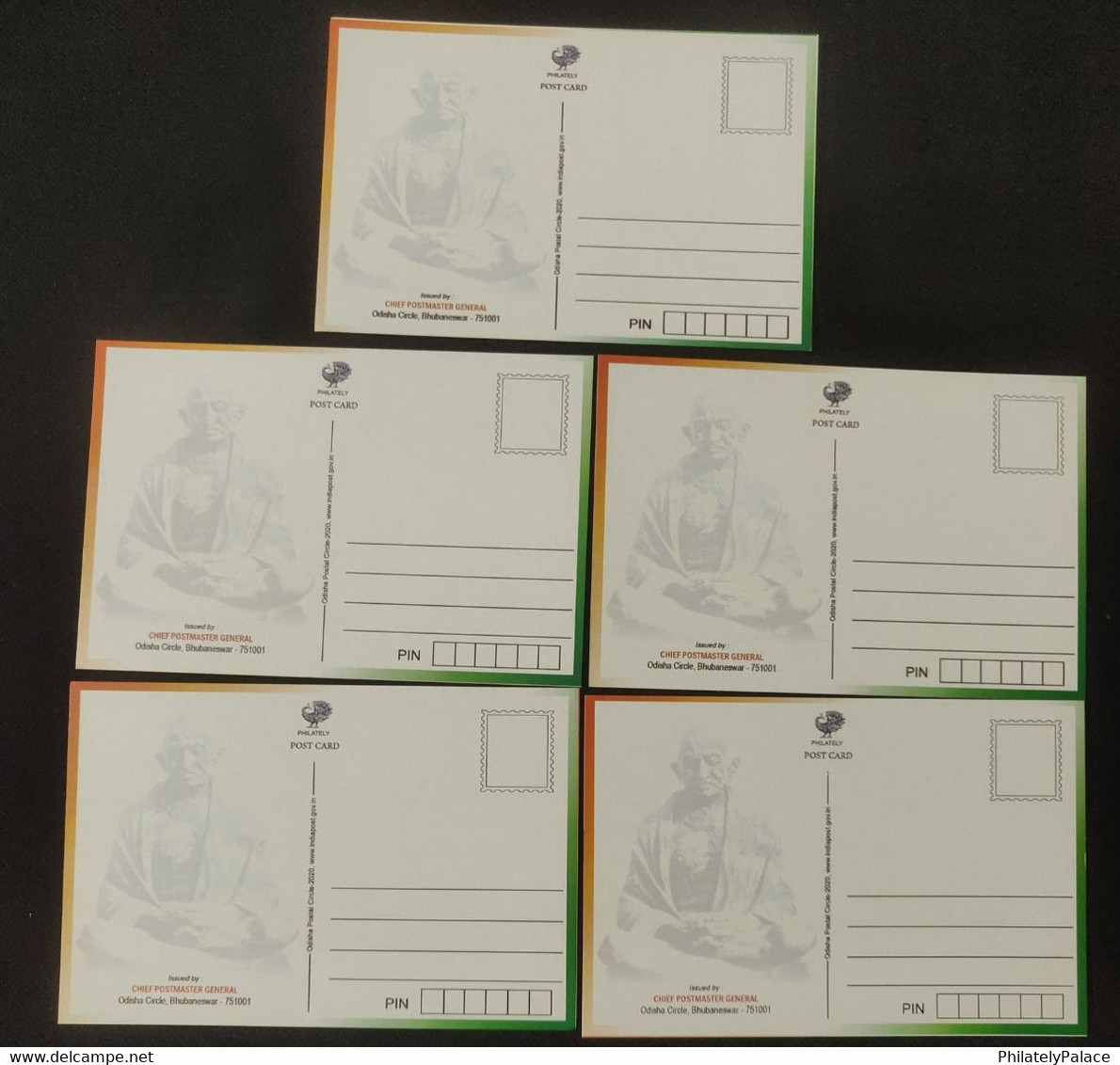 India 2021 Mahatma Gandhi Set Of 5 V Postcards MNH (**) Inde Indien - Lettres & Documents