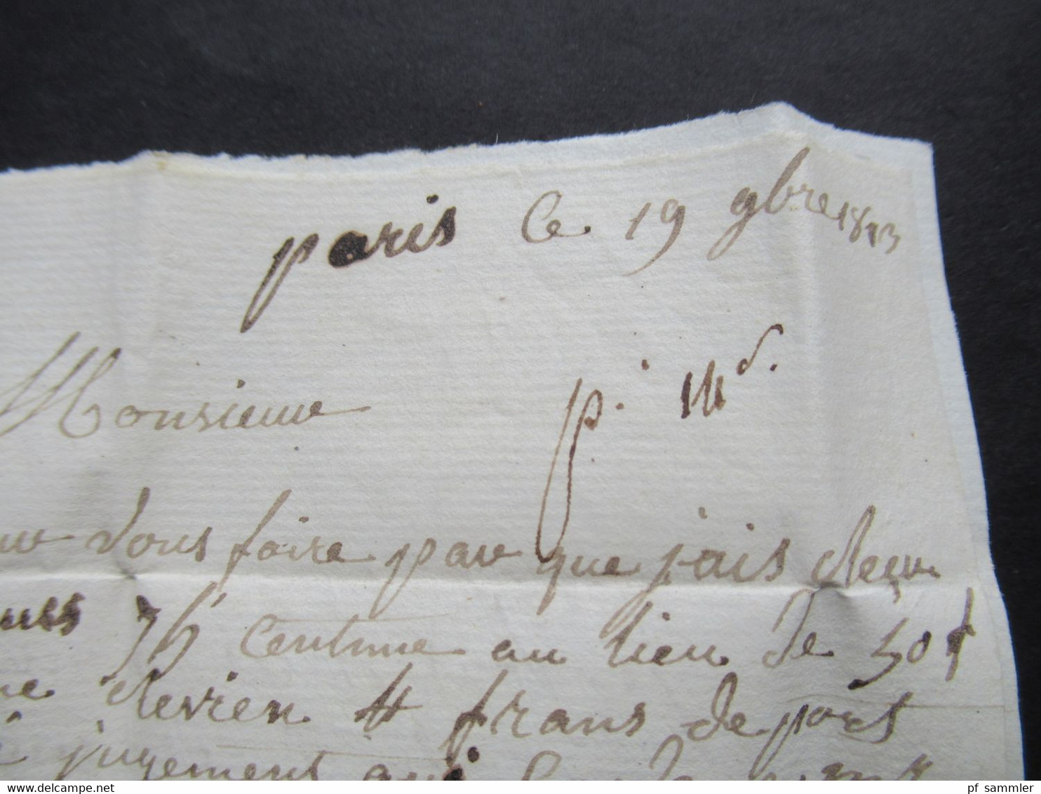 Frankreich Zeit Von Napoleon Bonaparte 1813 Kleiner Faltbrief (9x5,5cm) Mit Inhalt Roter Stempel P / Paris Nach Martigne - 1792-1815: Veroverde Departementen