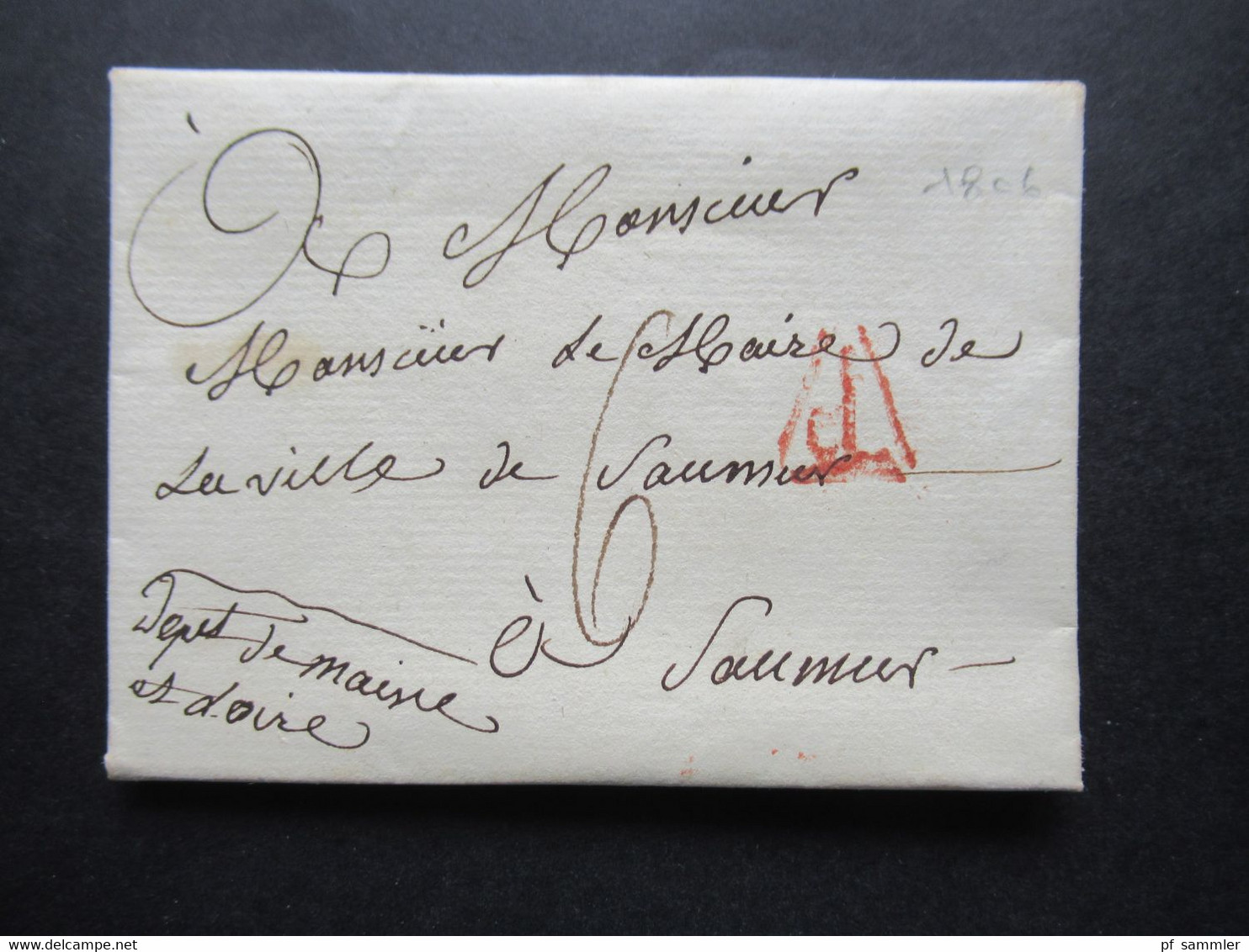 Frankreich Zeit Von Napoleon Bonaparte 1806 Faltbrief Inhalt Etat Civil Roter Stempel Paris An Den Maire De Saumur - 1792-1815: Départements Conquis