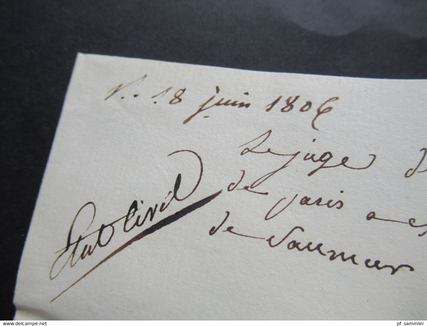 Frankreich Zeit von Napoleon Bonaparte 1806 Faltbrief Inhalt Etat Civil roter Stempel Paris an den Maire de Saumur