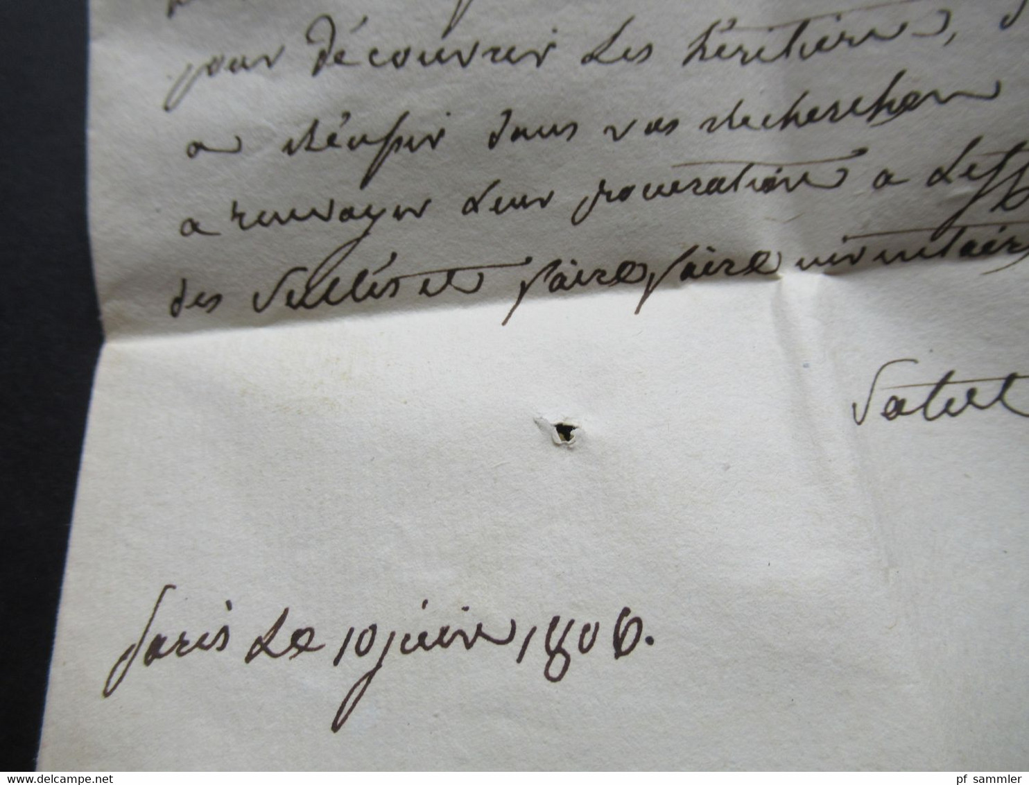 Frankreich Zeit von Napoleon Bonaparte 1806 Faltbrief Inhalt Etat Civil roter Stempel Paris an den Maire de Saumur