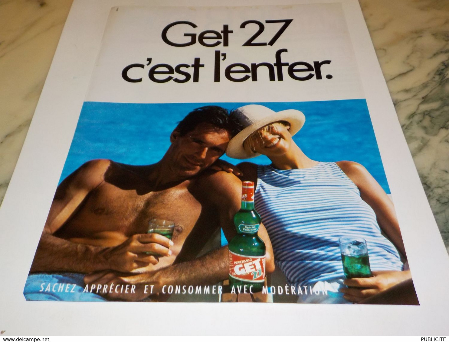 ANCIENNE PUBLICITE C EST L ENFER GET 27 1984 - Alcools