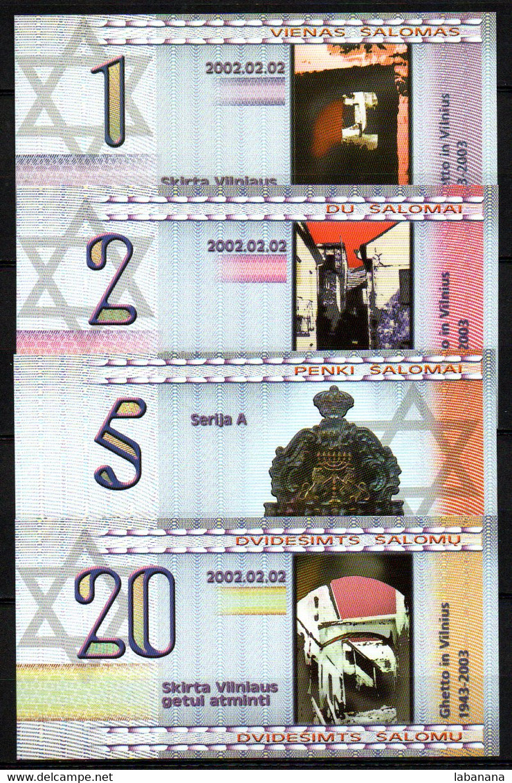 Lituanie 6 Billets Jewish Ghetto 1943-2003 - Lituanie