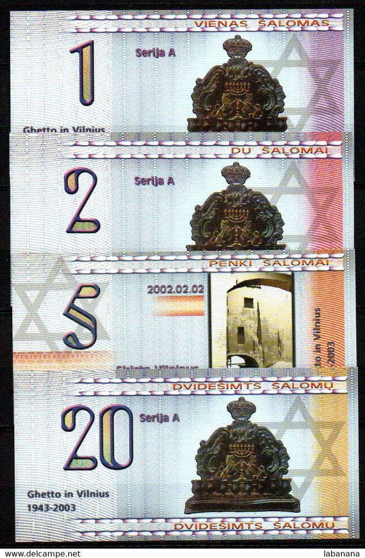 Lituanie 6 Billets Jewish Ghetto 1943-2003 - Litouwen