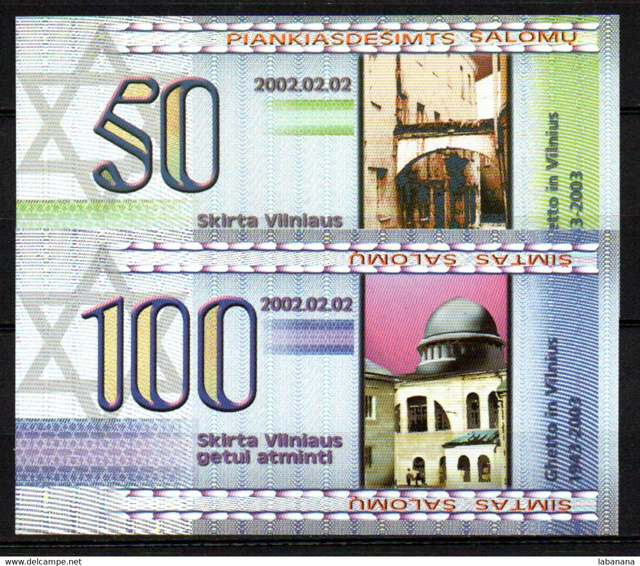 Lituanie 6 Billets Jewish Ghetto 1943-2003 - Litauen