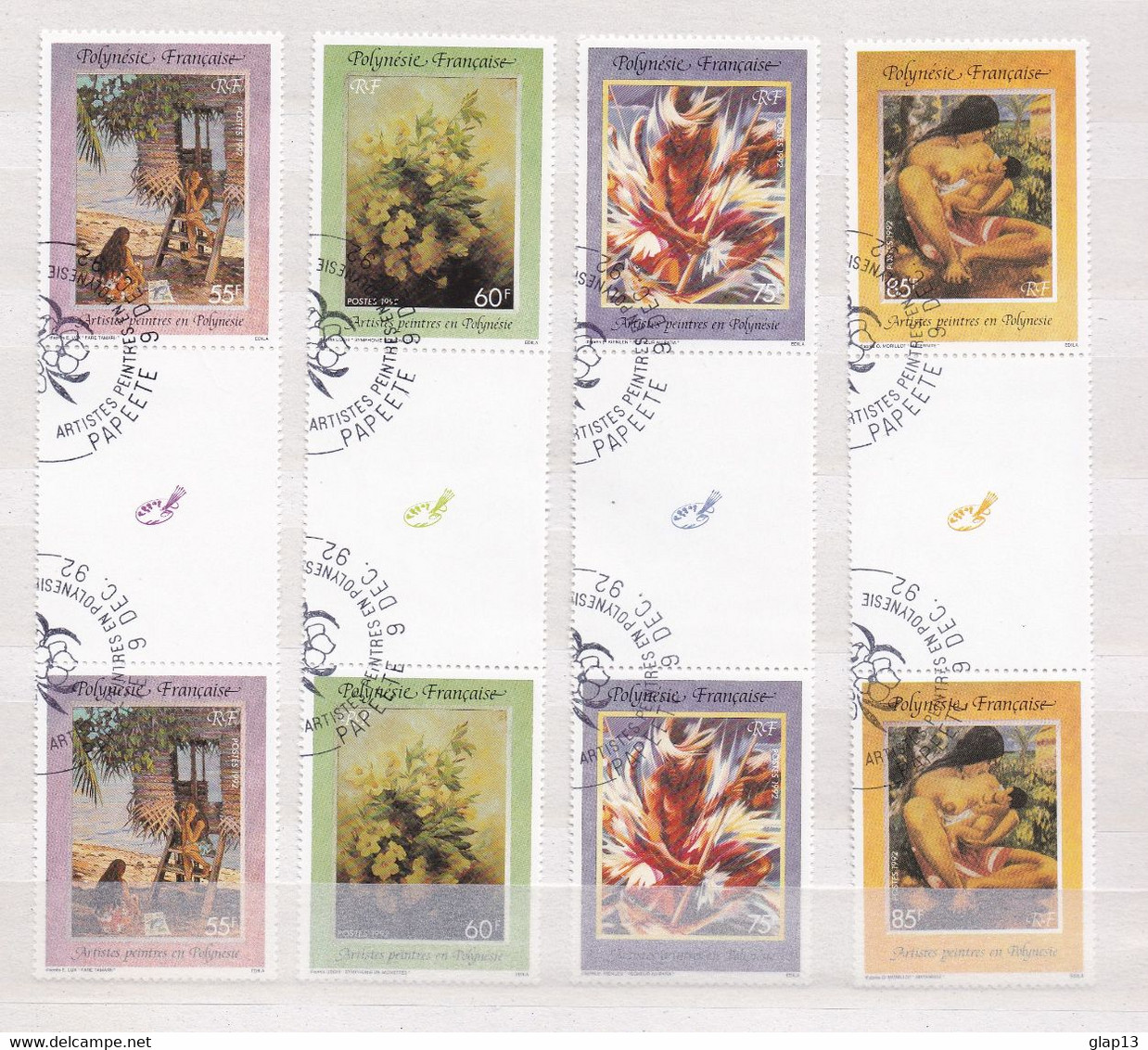 POLYNESIE 1992 TIMBRES N°422A/25A OBLITERES TABLEAUX - Usati