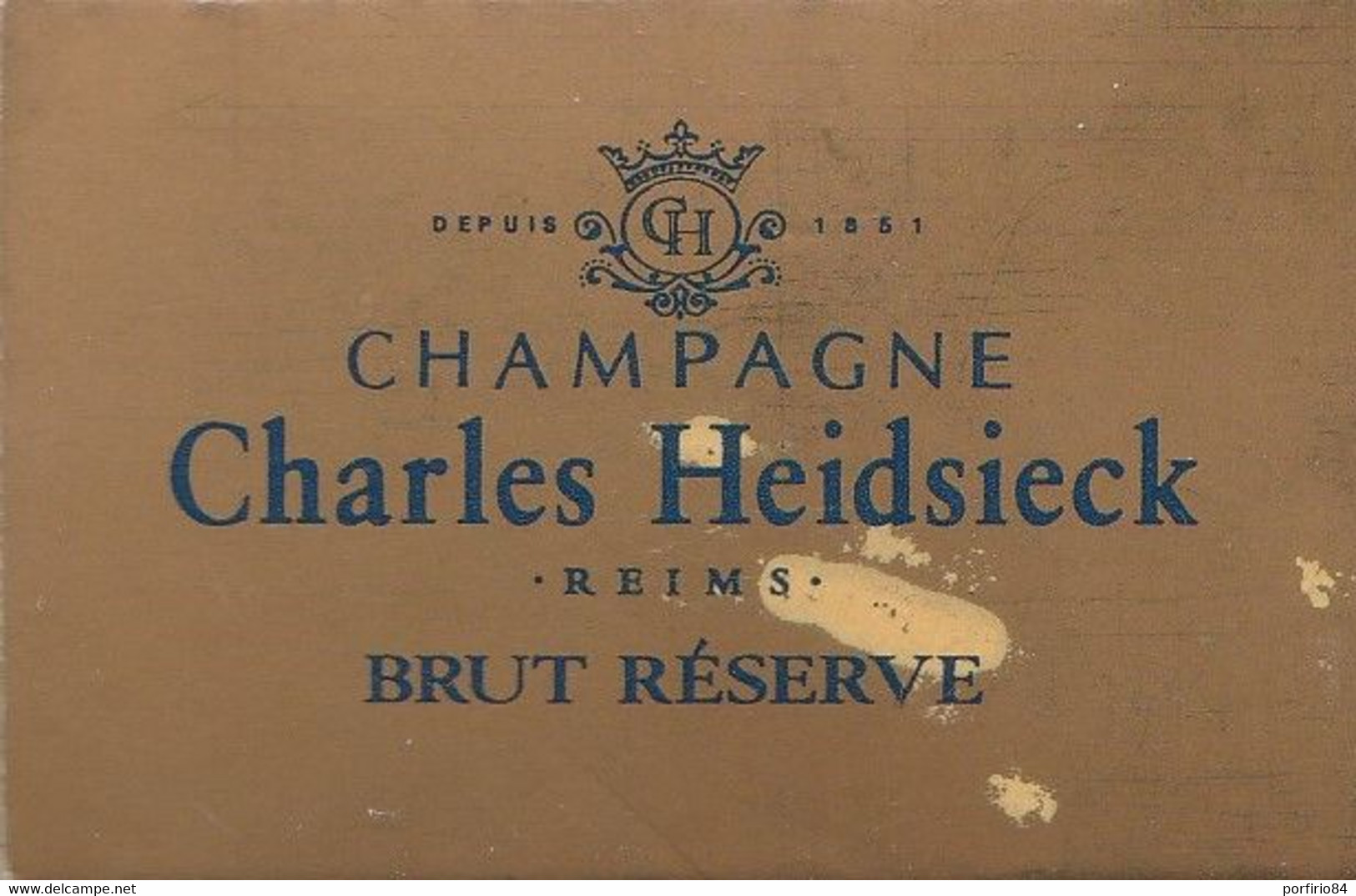 RARA SCATOLA FIAMMIFERI CHAMPAGNE CHARLES HEIDSIECK - BRAMANTE RISERVA - Boites D'allumettes