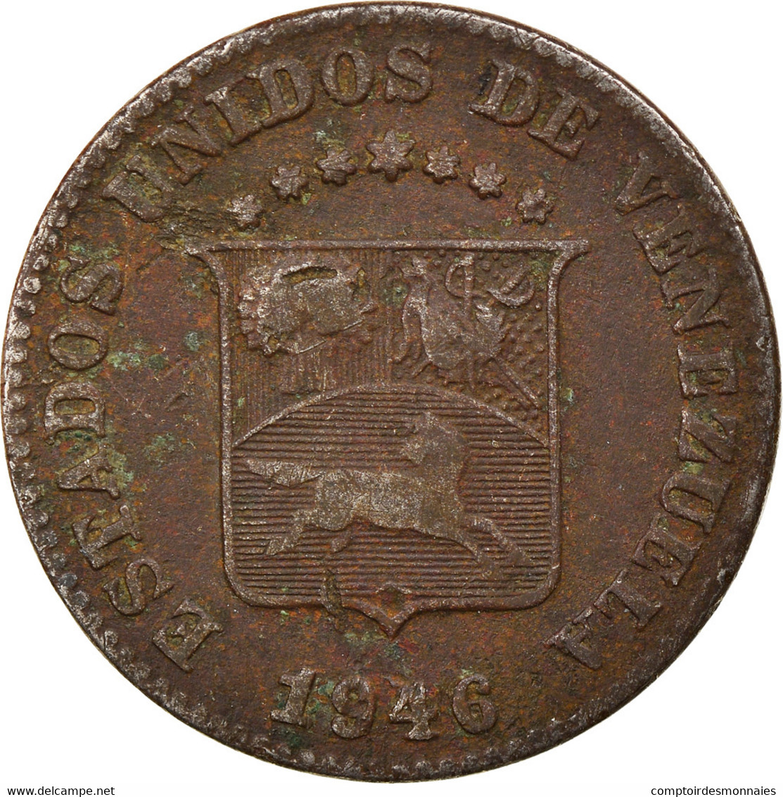 Monnaie, Venezuela, 5 Centimos, 1946, Philadelphie, TB+, Copper-nickel, KM:29a - Venezuela