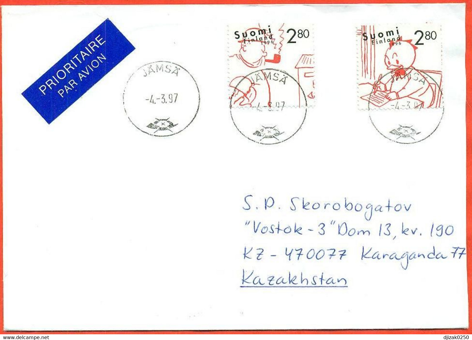 Finland 1997.The Envelope Passed Through The Mail. Airmail. - Briefe U. Dokumente