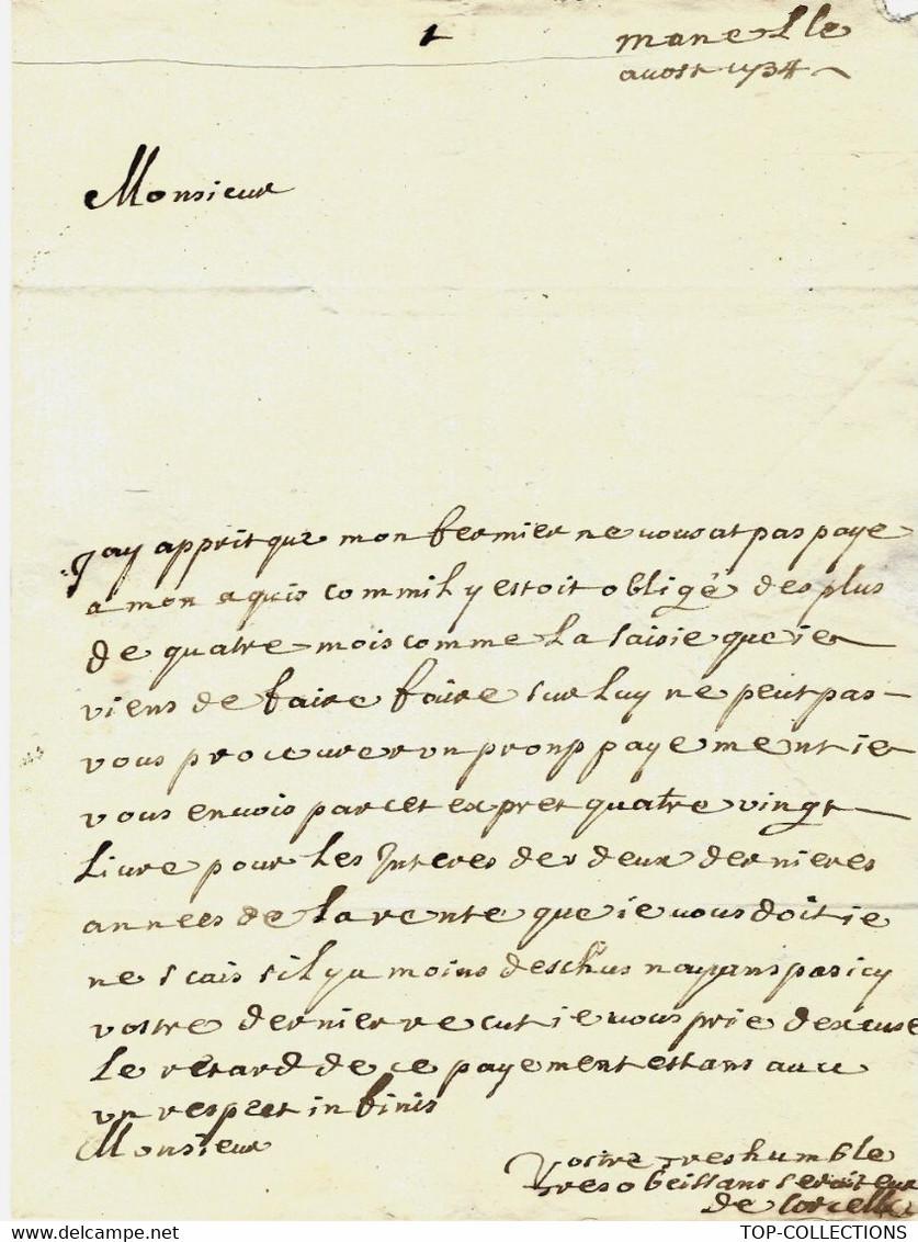 1734  1734 Franche Comté  MAILLY PRESIDENT DE LA CHAMBRE DES COMPTES DE DOLE SEIGNEUR DE CHATEAU REGNAUD Saone Et Loire - Documents Historiques