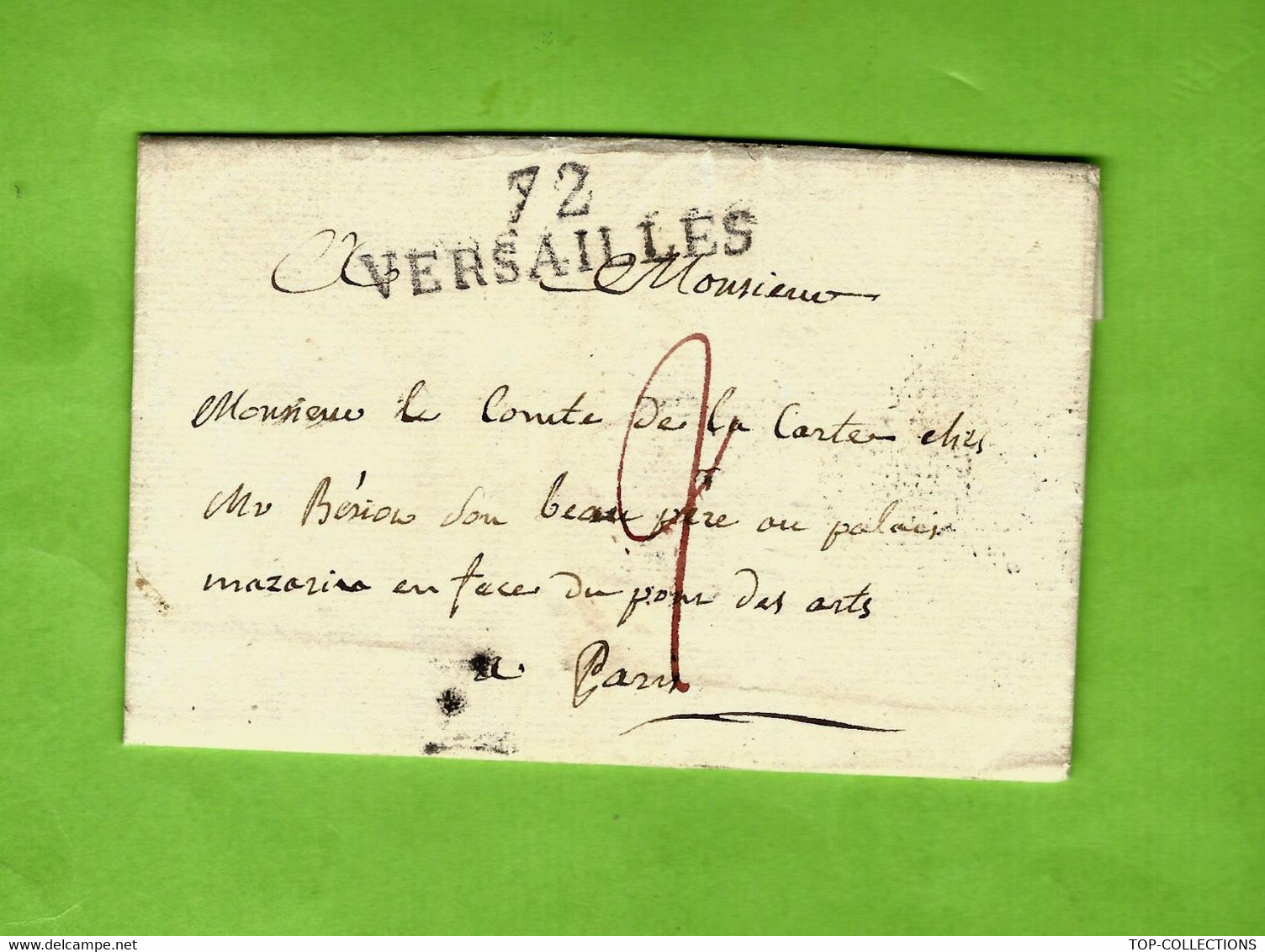 1826 Rouffeaux à Versailles => Le Comte De La Carte Chez Mr Bézion Palais Mazarin BNF Paris  Paris TEXTE INTERESSANT - Historical Documents