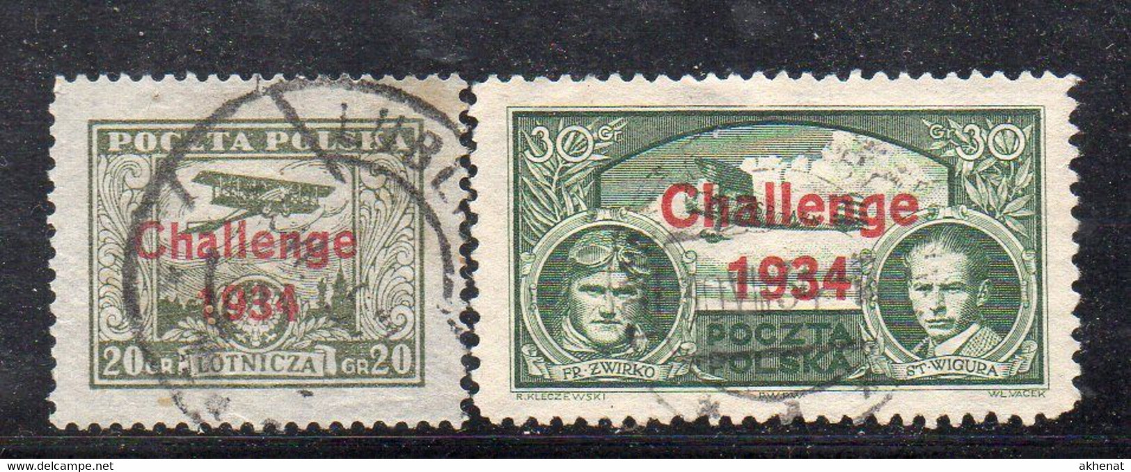 206BIG2 - POLONIA 1934 , Posta Aerea Serie Yv  9A/B  Usata. Challenge - Used Stamps