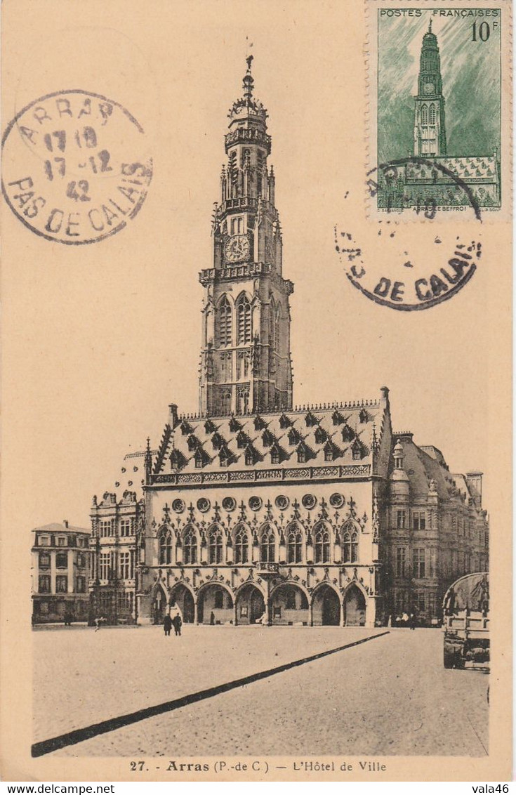 CARTE MAXIMUM  ARRAS N° 567  - PAS DE CALAIS    OBLITERATION 17.12.42 - 1940-1949