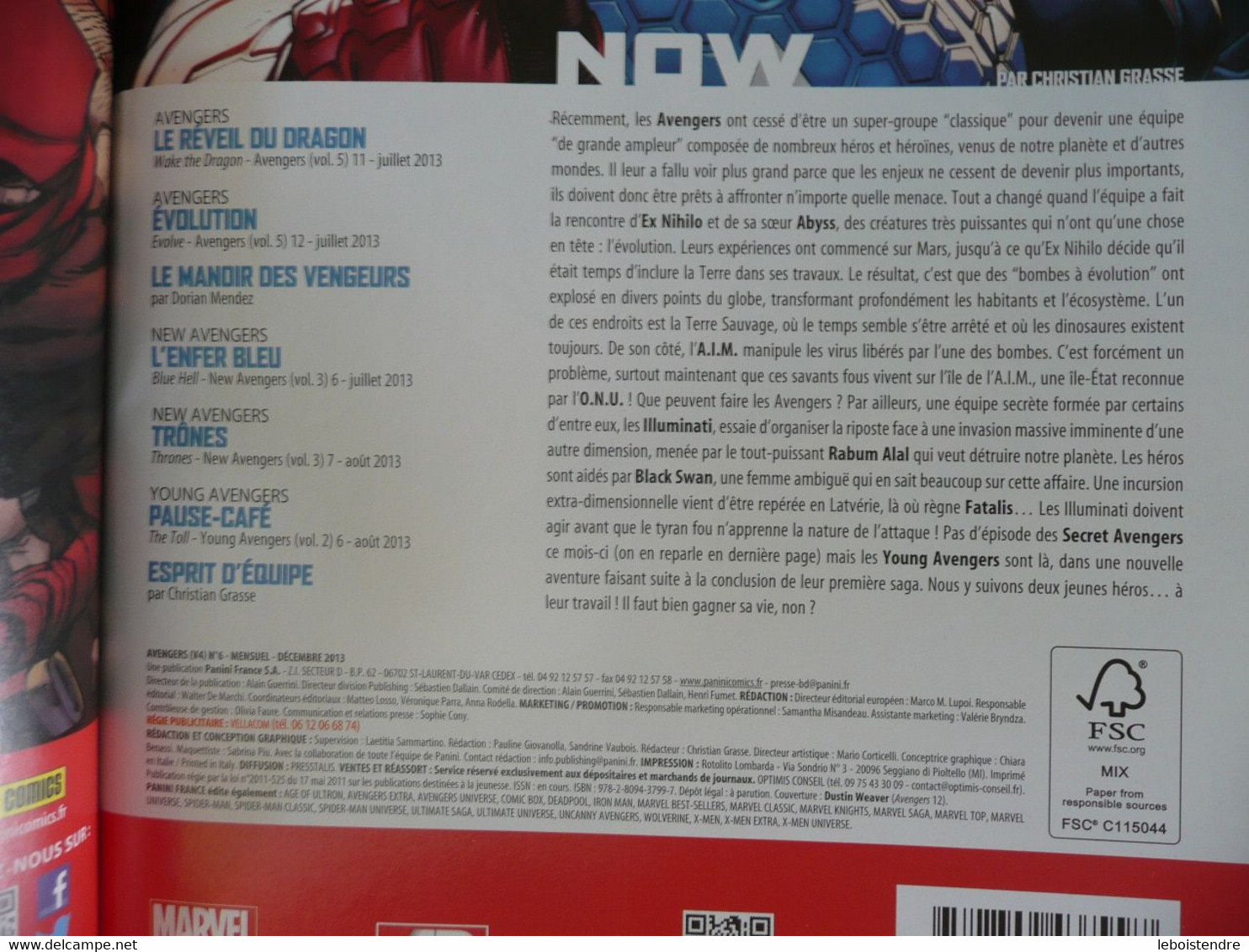 AVENGERS N 6 DECEMBRE 2013 JOIN THE REVOLUTION MARVEL  PANINI COMICS  TRES BON ETAT - Marvel France