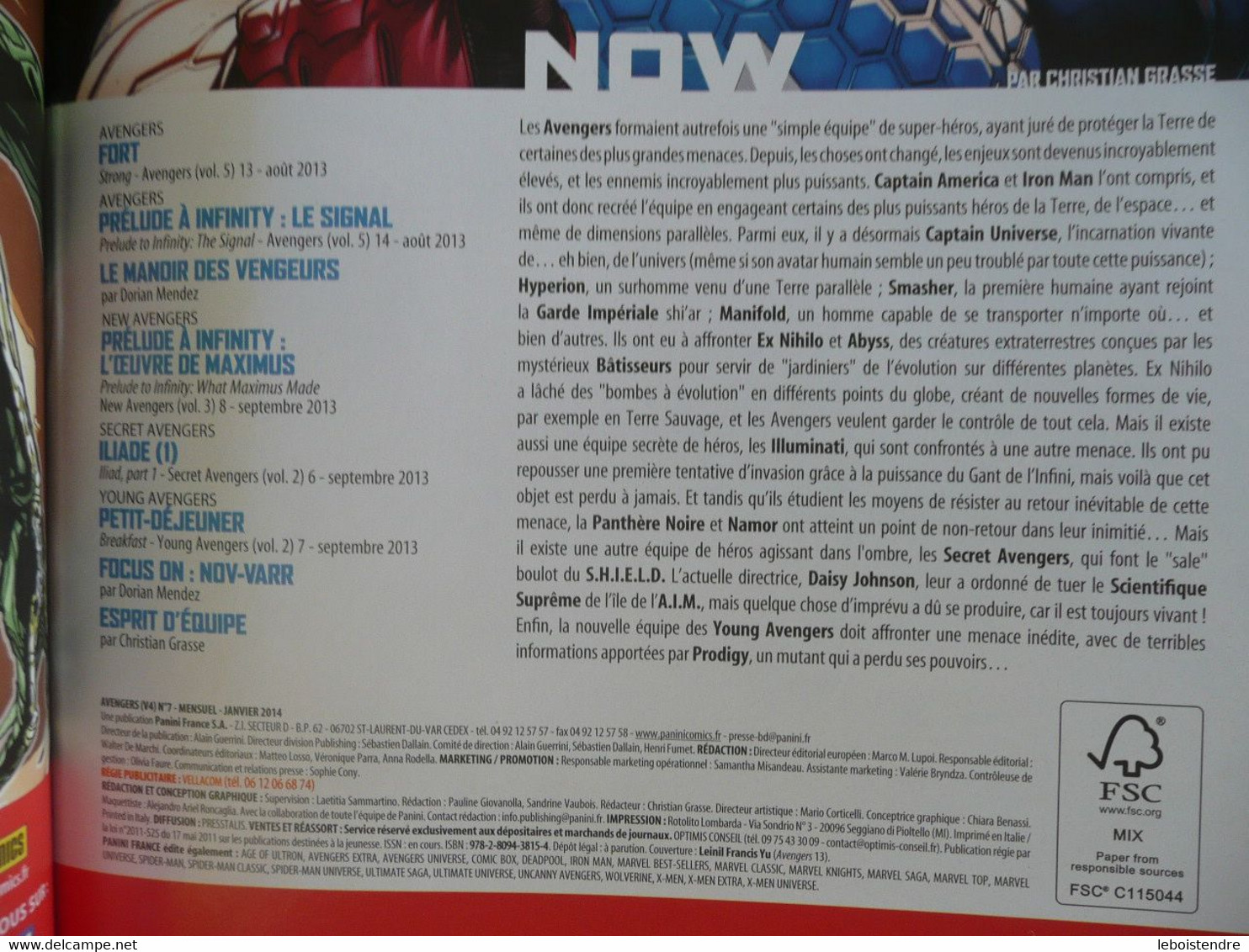 AVENGERS N 7 JANVIER 2014 JOIN THE REVOLUTION MARVEL  PANINI COMICS  TRES BON ETAT - Marvel France