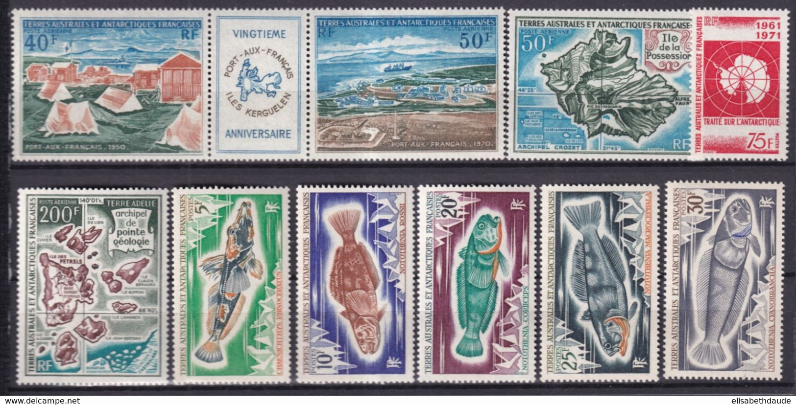 TAAF - ANNEE COMPLETE 1971 AVEC POSTE AERIENNE - YVERT N° 34/39 + PA 23/26A** MNH - COTE = 261 EUR. - Komplette Jahrgänge