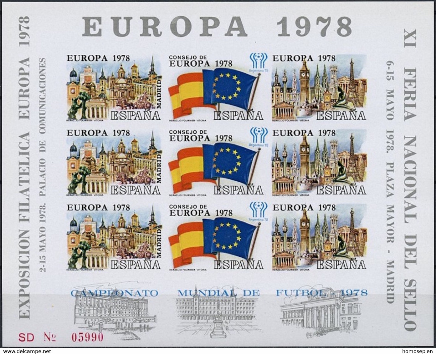 Espagne - Spain - Spanien Bloc Feuillet 1978 Y&T N°F(1a) - Michel N°KB(?)D *** - Exposition Europa 78 - Non Dentelé - Blocs & Hojas