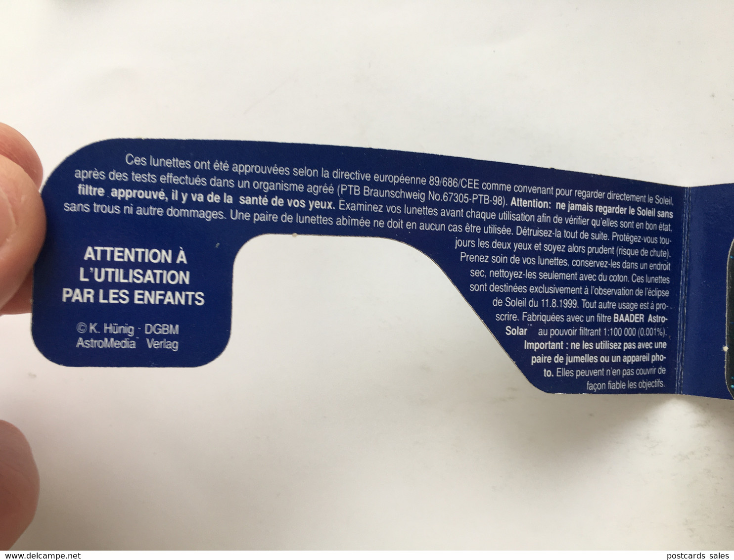 Zeiss Eclipse Glasses / Lunettes D'éclipse / Eclipse-Brille - Societe Astronomique De France - Pforzheim Mammendorf - Medizinische Und Zahnmedizinische Geräte