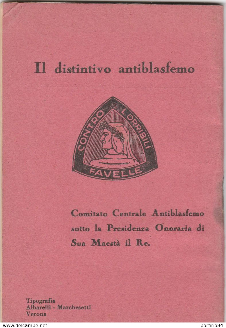 OPUSCOLO AI SOLDATI D'TALIA 1935 Comitato Centrale Antiblasfemo Sotto La Presidenza Onoraria Di Sua Maestà Il Re - War 1939-45