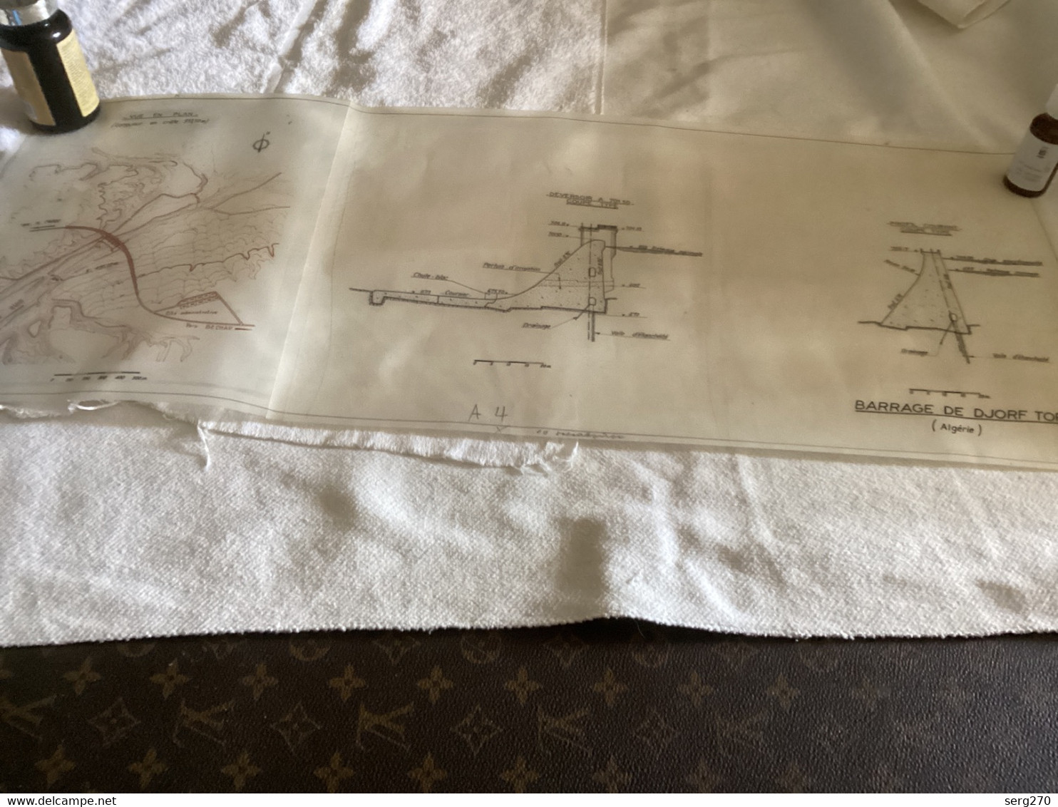 Le Barrage De Djorf Torba Est Un Barrage , Situé Sur Oued Guir, Plan Dessin Sur Papier Calque 1960 - Travaux Publics