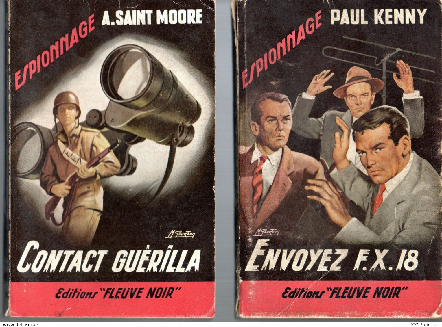 2 Romans Espionnage -  Editions Fleuve Noir 1959  Divers  N: 186 Contact Guèrilla Et  N: 188 Envoyez F.X.18 - Fleuve Noir