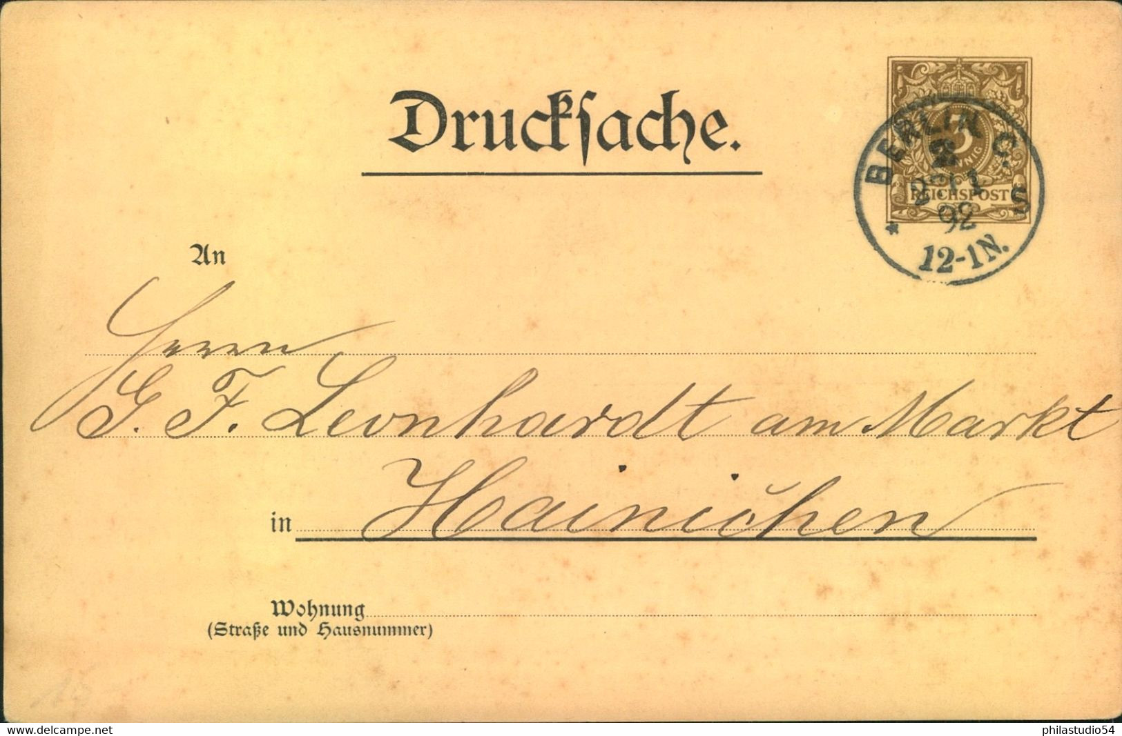 1892, Privatganzsachenkarte  Wollauktion   G. Ebel, Berlin - Autres & Non Classés