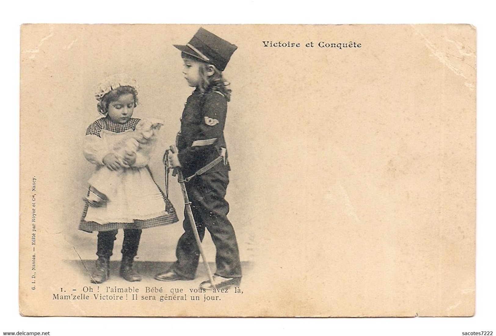 COUPLE ENFANT MILITAIRE : Victoire Et Conquête - POUPEE - Royer Nancy - - Royer