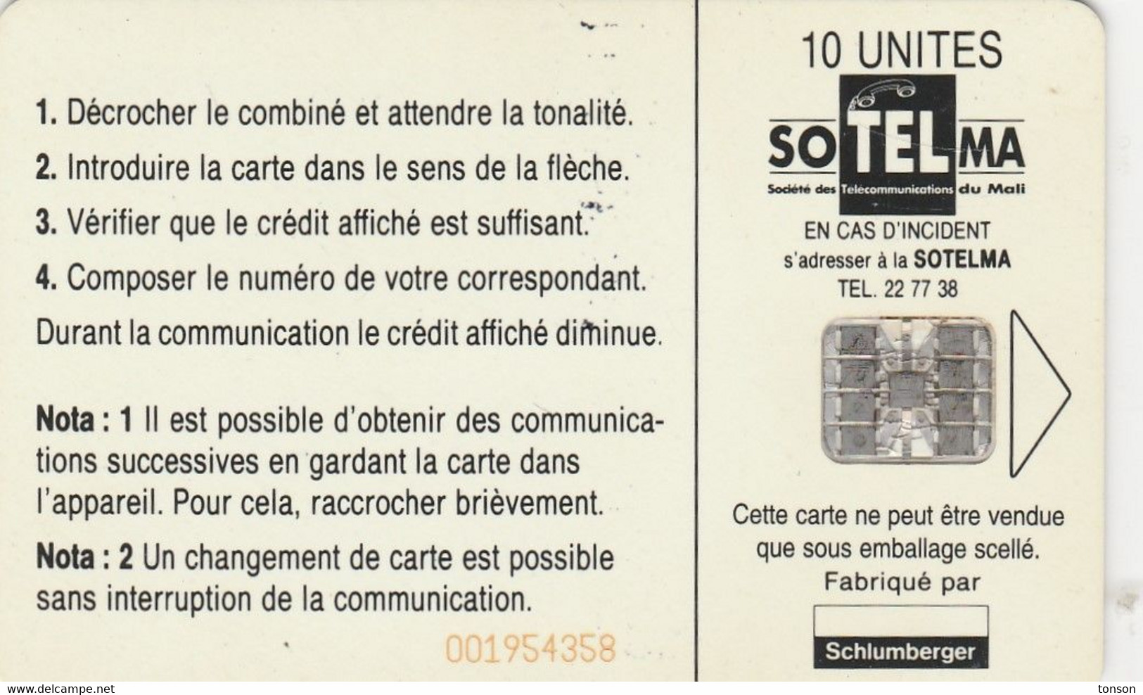 Mali, MAL-17, White Building Telecom, 2 Scans. - Mali