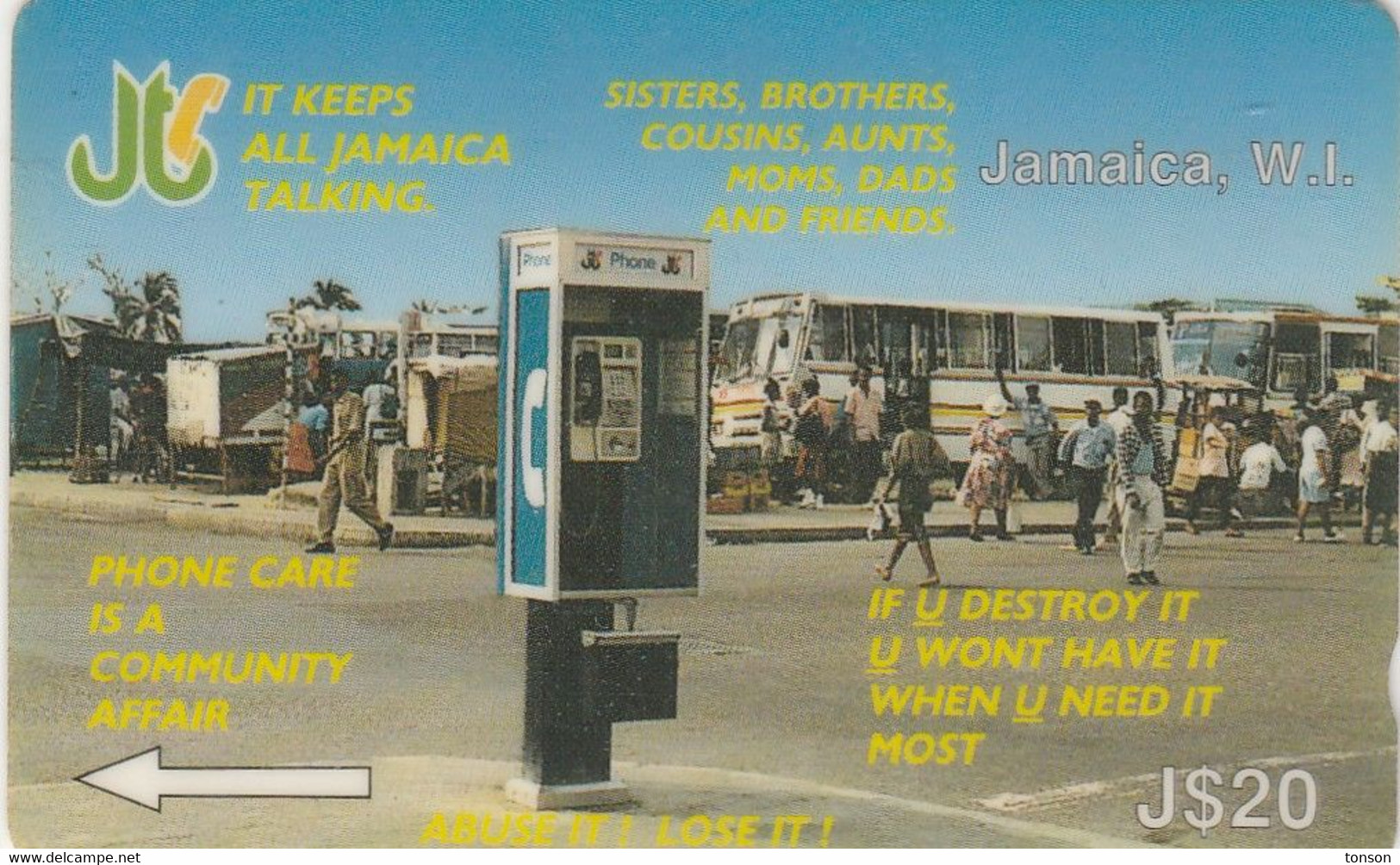 Jamaica, 12JAMA, Phonebox Vandalism, 2 Scans. - Jamaïque