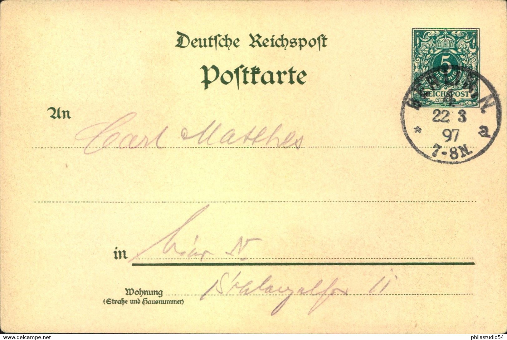 1897, Privatganzsachenkarte  "Gruss Aus Berlin" Ab Berkin N 5 - Altri & Non Classificati