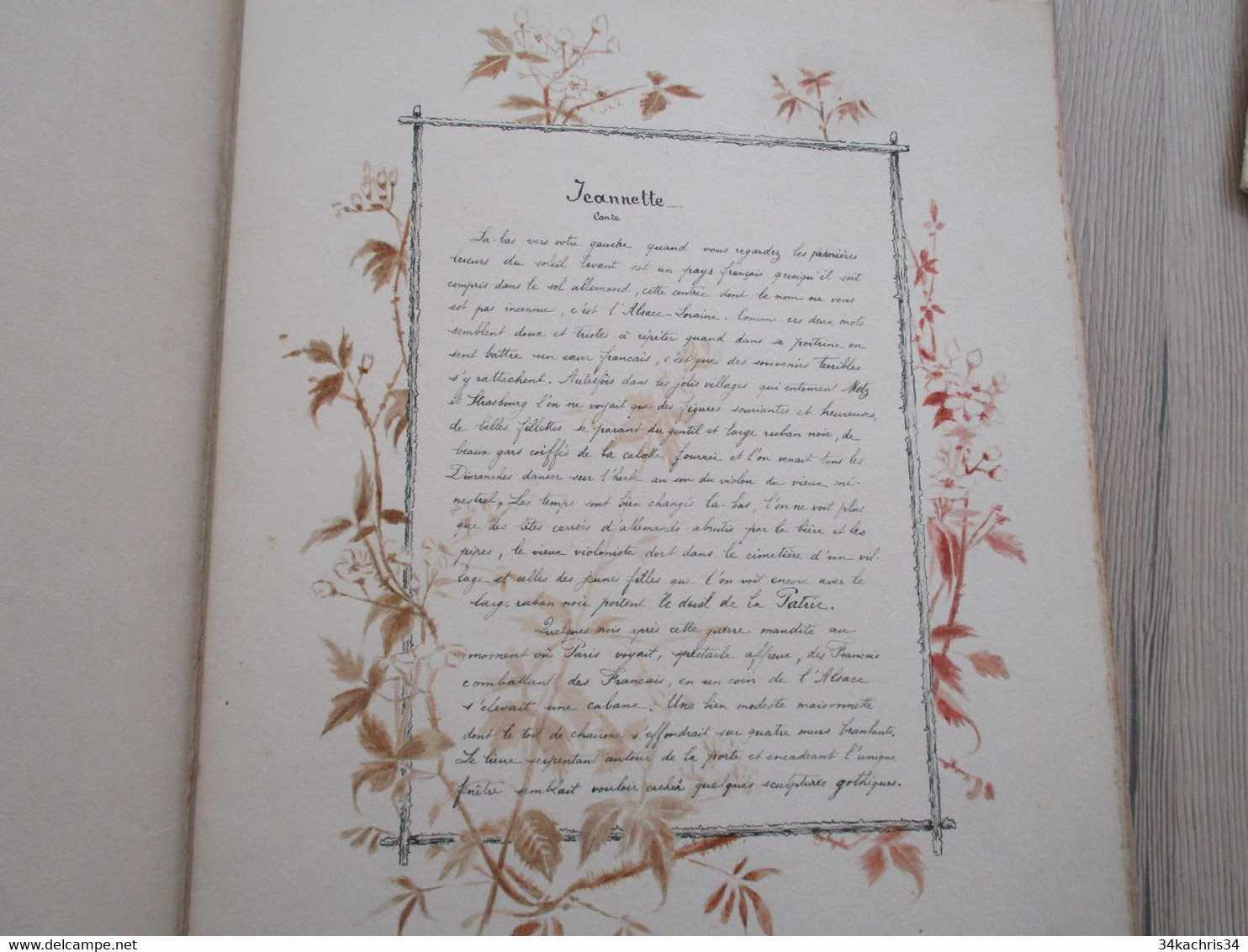 Cahier Manuscrit Dessiné 1891 P.Fagart à Ma Cousine Jeanne D. Famille Jourdain Hommage à La Paix Après Guerre De 1870 - Manuscrits