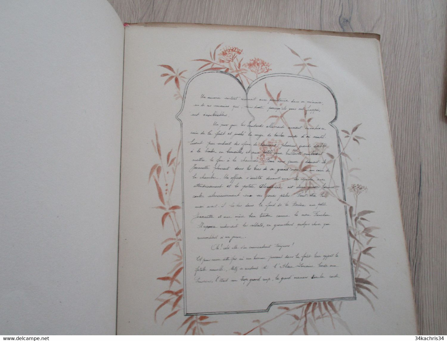 Cahier Manuscrit Dessiné 1891 P.Fagart à Ma Cousine Jeanne D. Famille Jourdain Hommage à La Paix Après Guerre De 1870 - Manuscrits