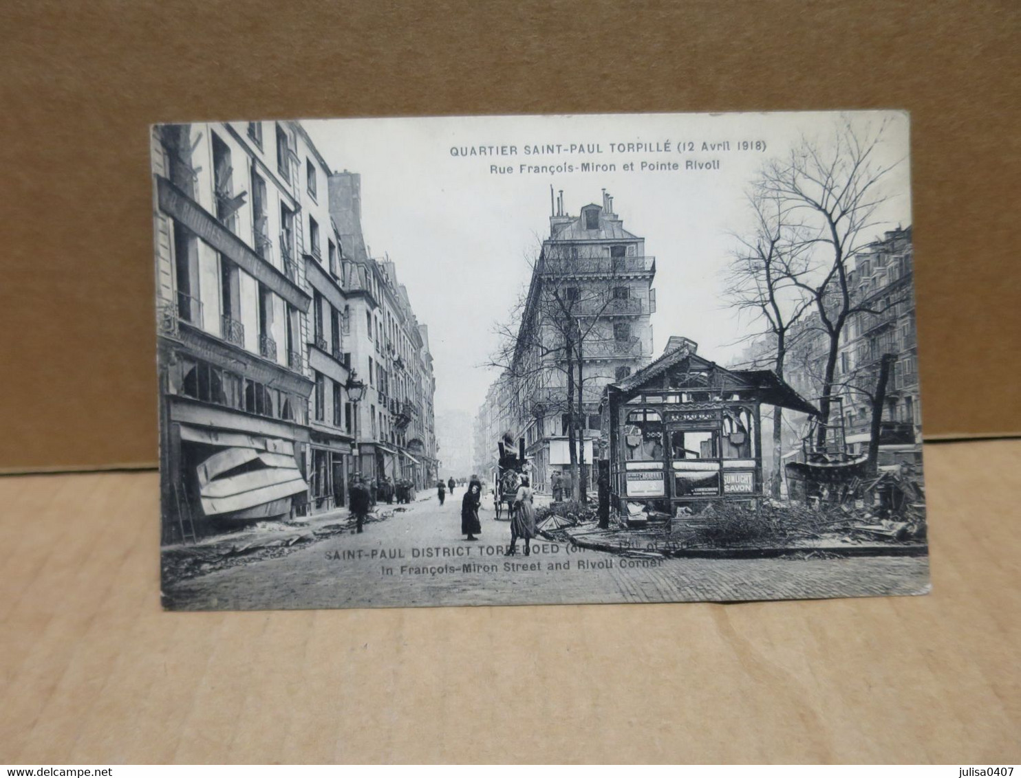 PARIS (75) Rue François Miron Guerre 1914-18 Quartier Saint Paul Torpillé Ruines Animation - Arrondissement: 04