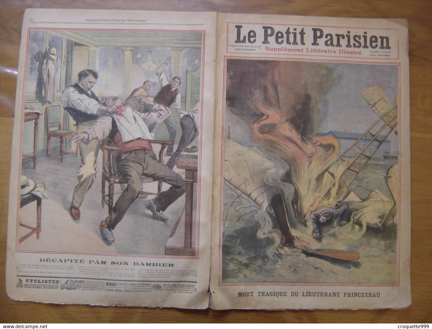 1911 PETIT PARISIEN ILLUSTRE 1169 MORT TRAGIQUE DU LIEUTENANT PRINCETEAU DECAPITE - Le Petit Parisien