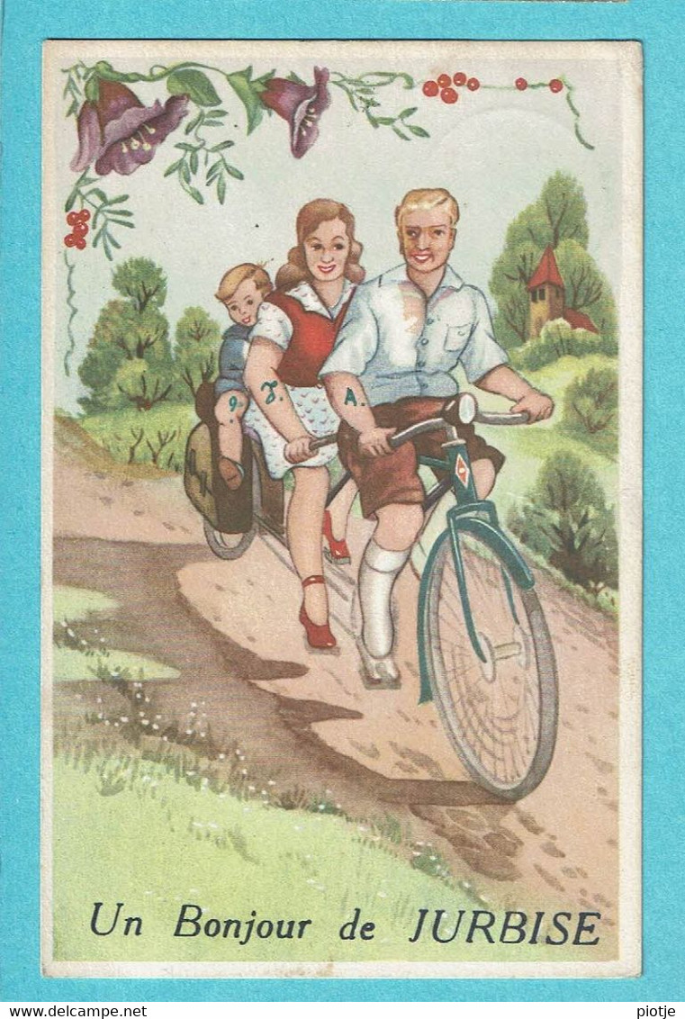 * Jurbise (Hainaut - La Wallonie) * (512) Un Bonjour De Jurbise, Fantaisie, Vélo, Bycycle, Enfant, Amour, Love, Tandem - Jurbise