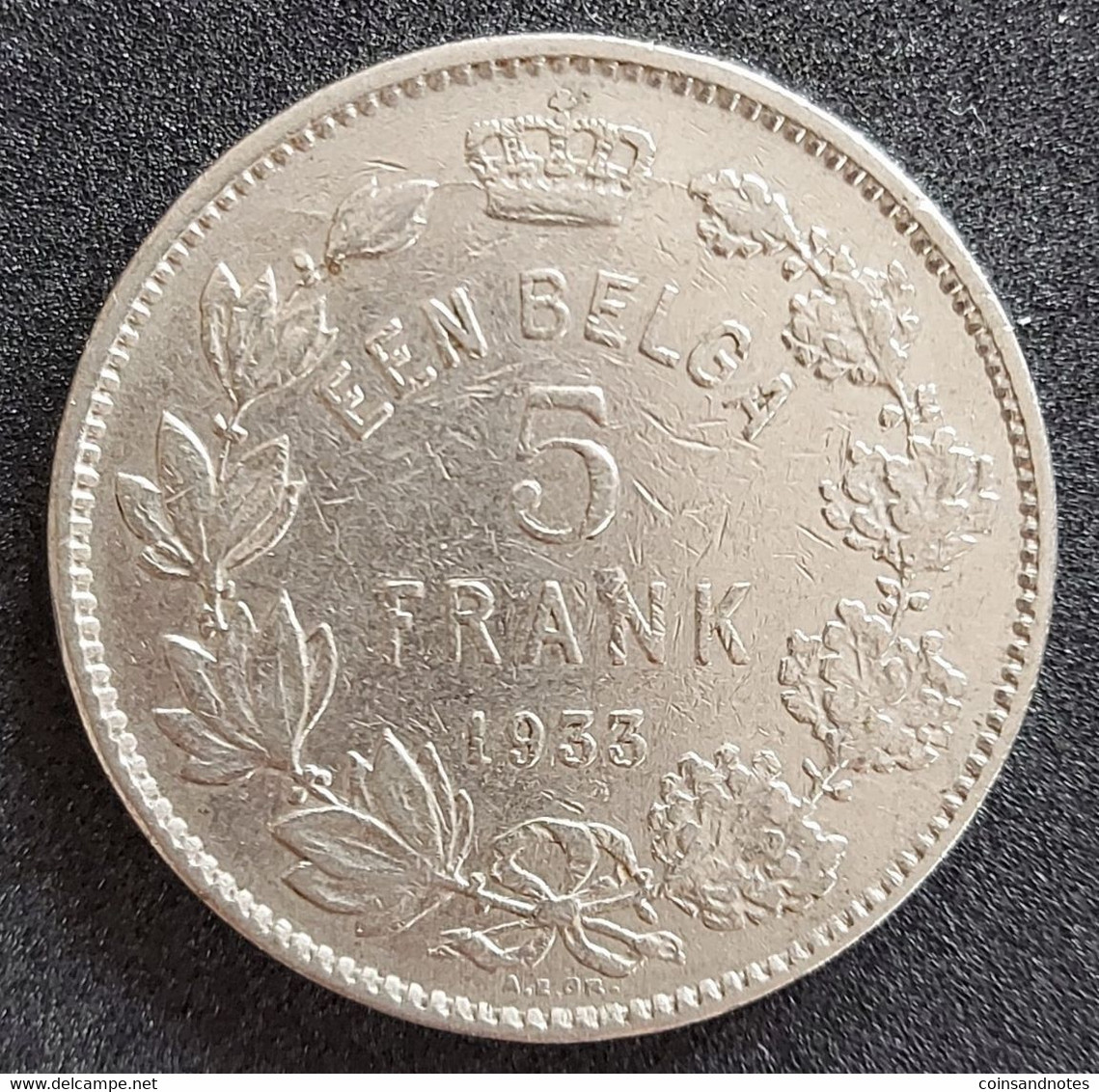 Belgium 1933 - 5 Frank/Een Belga Nikkel VL - Albert I - Morin 389b - Pr - 5 Francs & 1 Belga