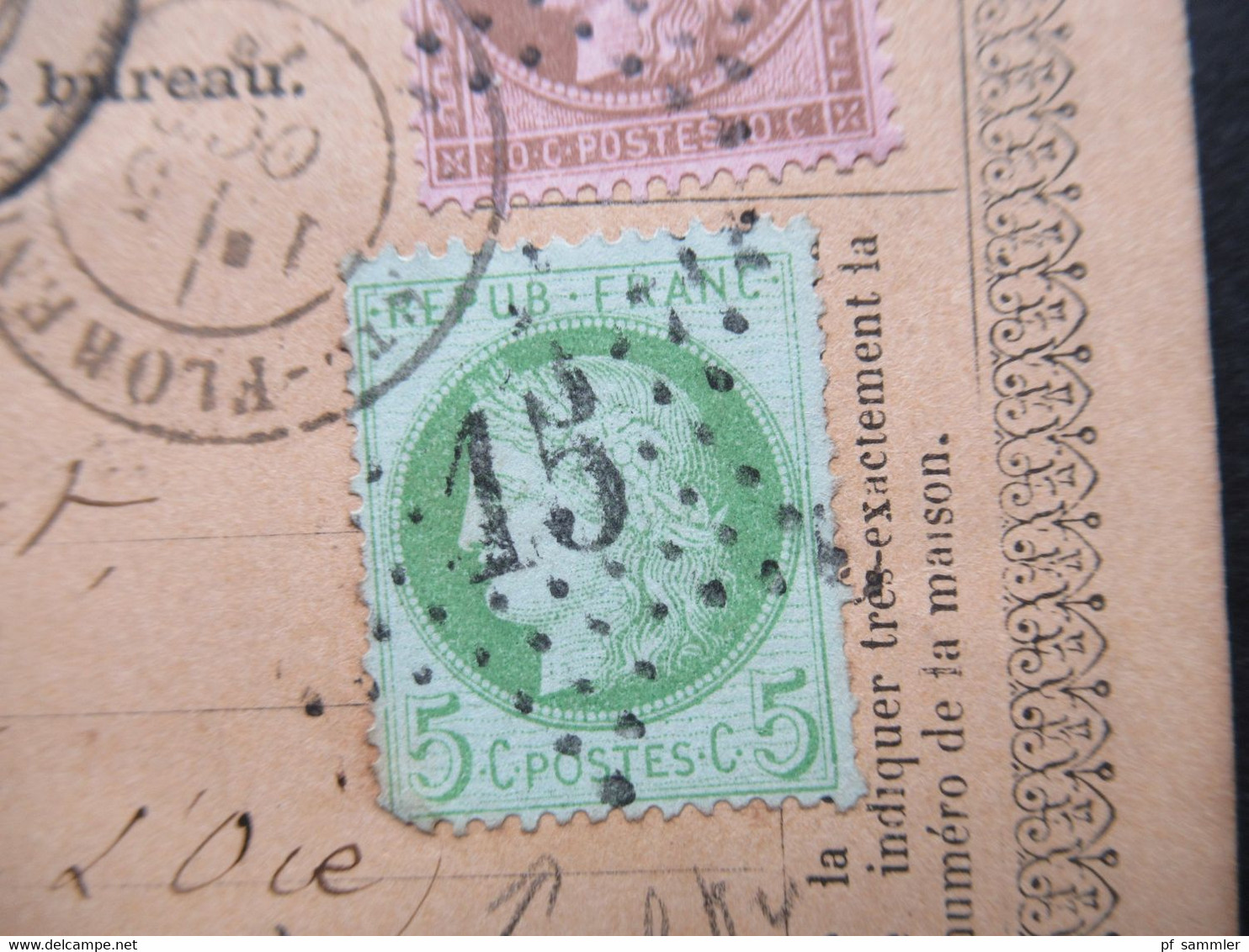 Frankreich 1874 Ceres Nr.48 Und Nr.49 MiF Auf Carte Postale Mit Sternstempel Mit Nummer 15 Nach Florence - 1871-1875 Cérès