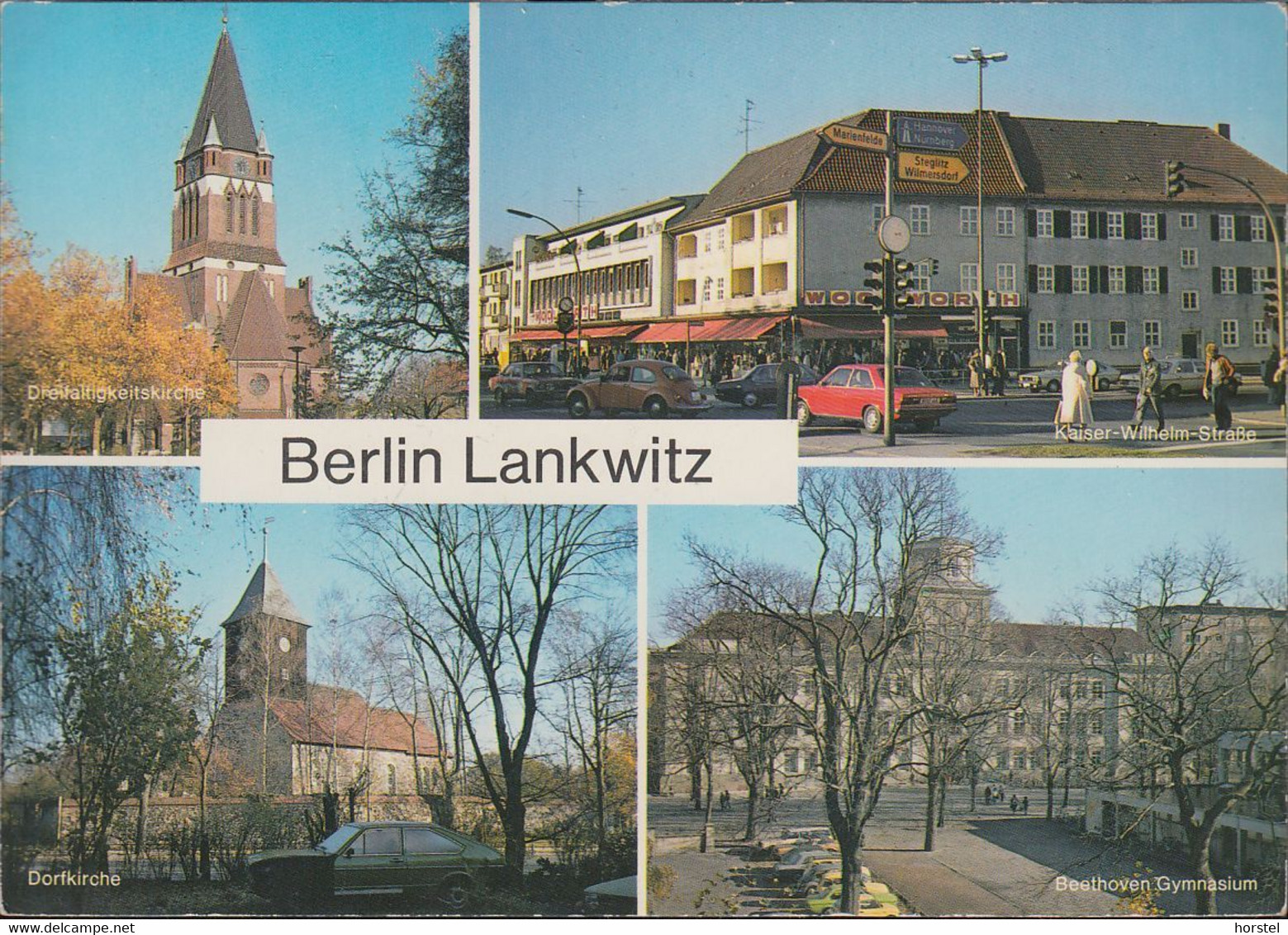 D-12249 Berlin - Lankwitz - Alte Ansichten - Beethoven Gymnasium - Kirche - Kaiser-Wilhelm-Straße - Cars - VW Käfer - Lankwitz