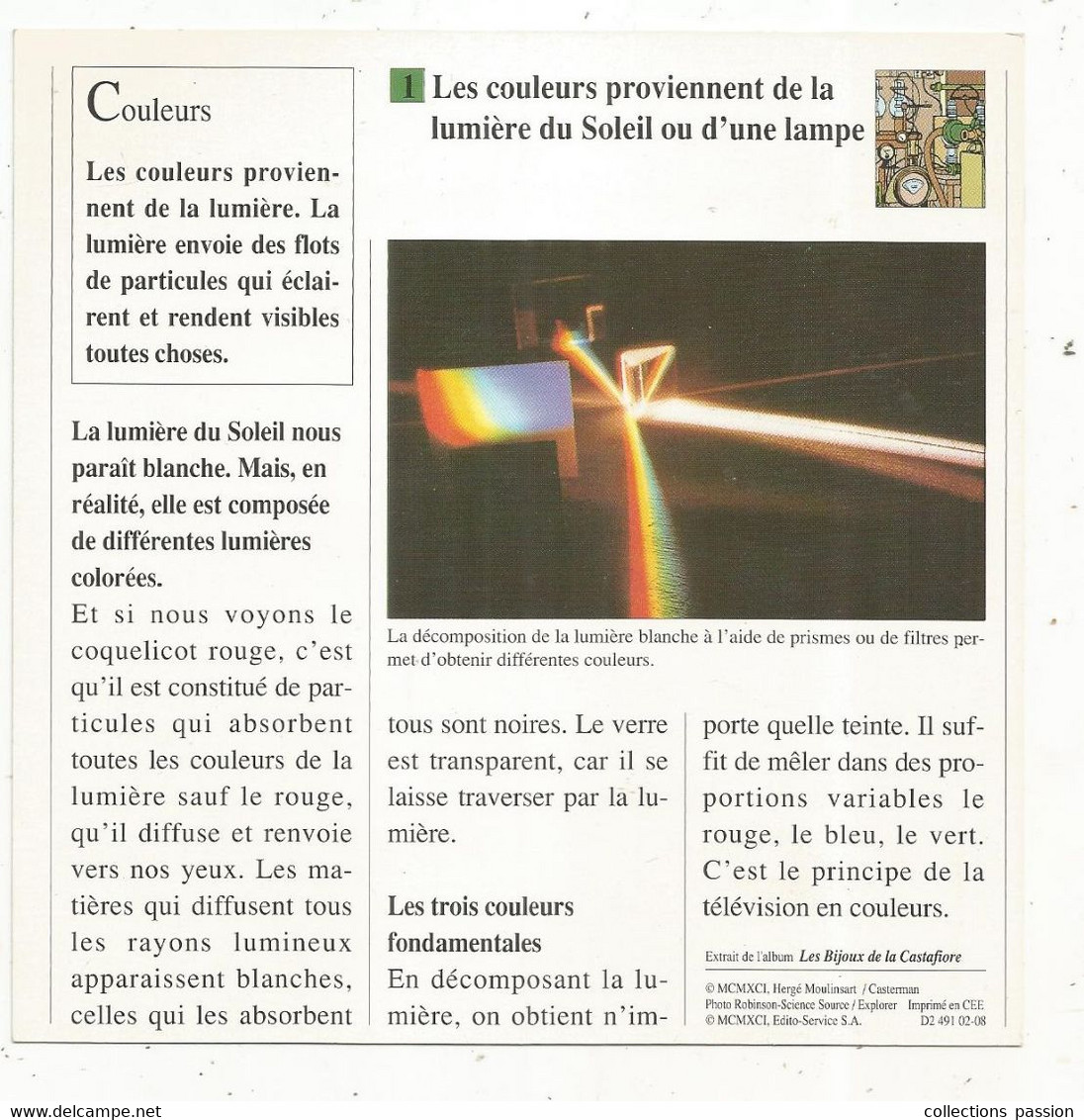 Fiche Illustrée BD,1991,Hergé Moulinsart / Casterman, TINTIN, Les Bijoux De La Castafiore, 150x150 Mm, Frais Fr 1.65e - Autres & Non Classés