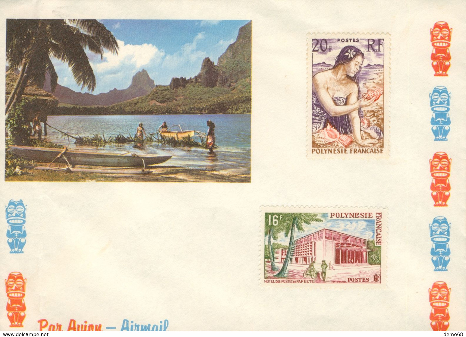Stamp Timbre Polynésie Française 2 Timbres Neuf Non Oblitérés Poste Aérienne Sur Enveloppe Année ? Papeete - 1960-.... Postfris