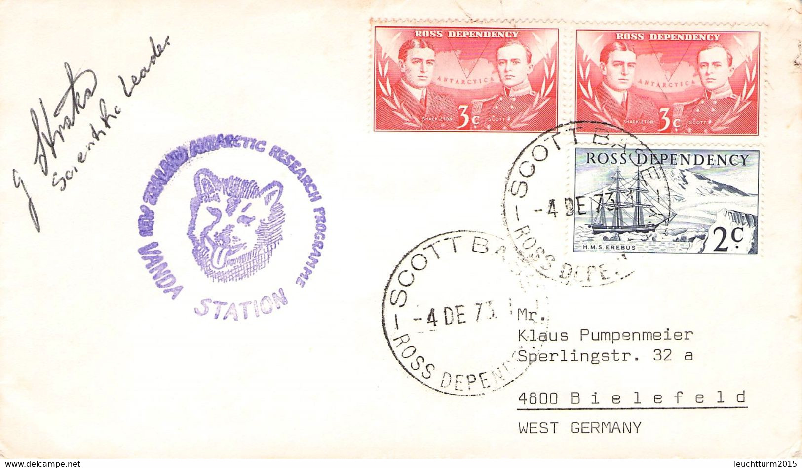 ROSS DEPENDENCY - LETTER 1973 SCOTT BASE > GERMANY / GR212 - Covers & Documents